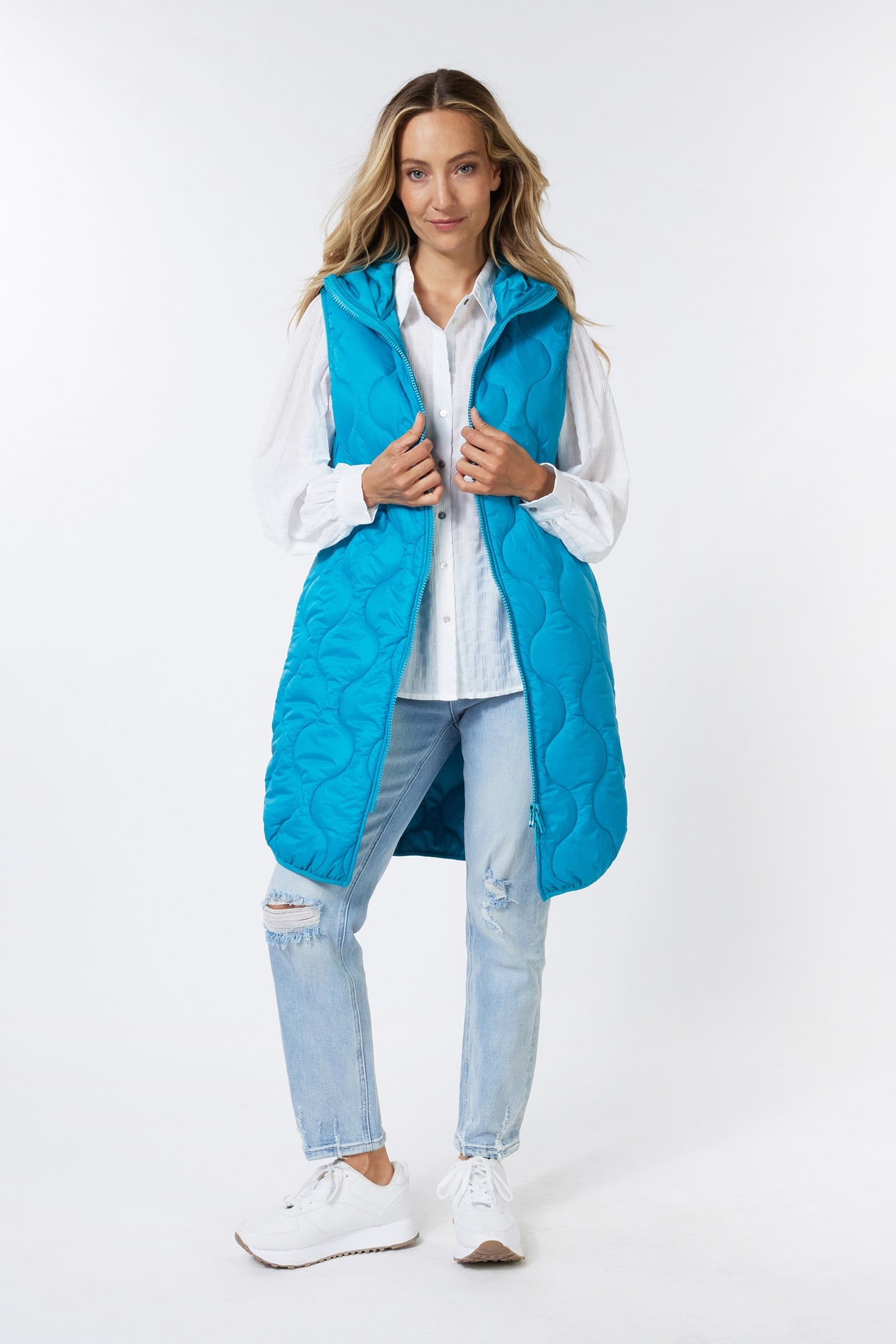 BODYWARMER QUILTED LONG PETROL 2