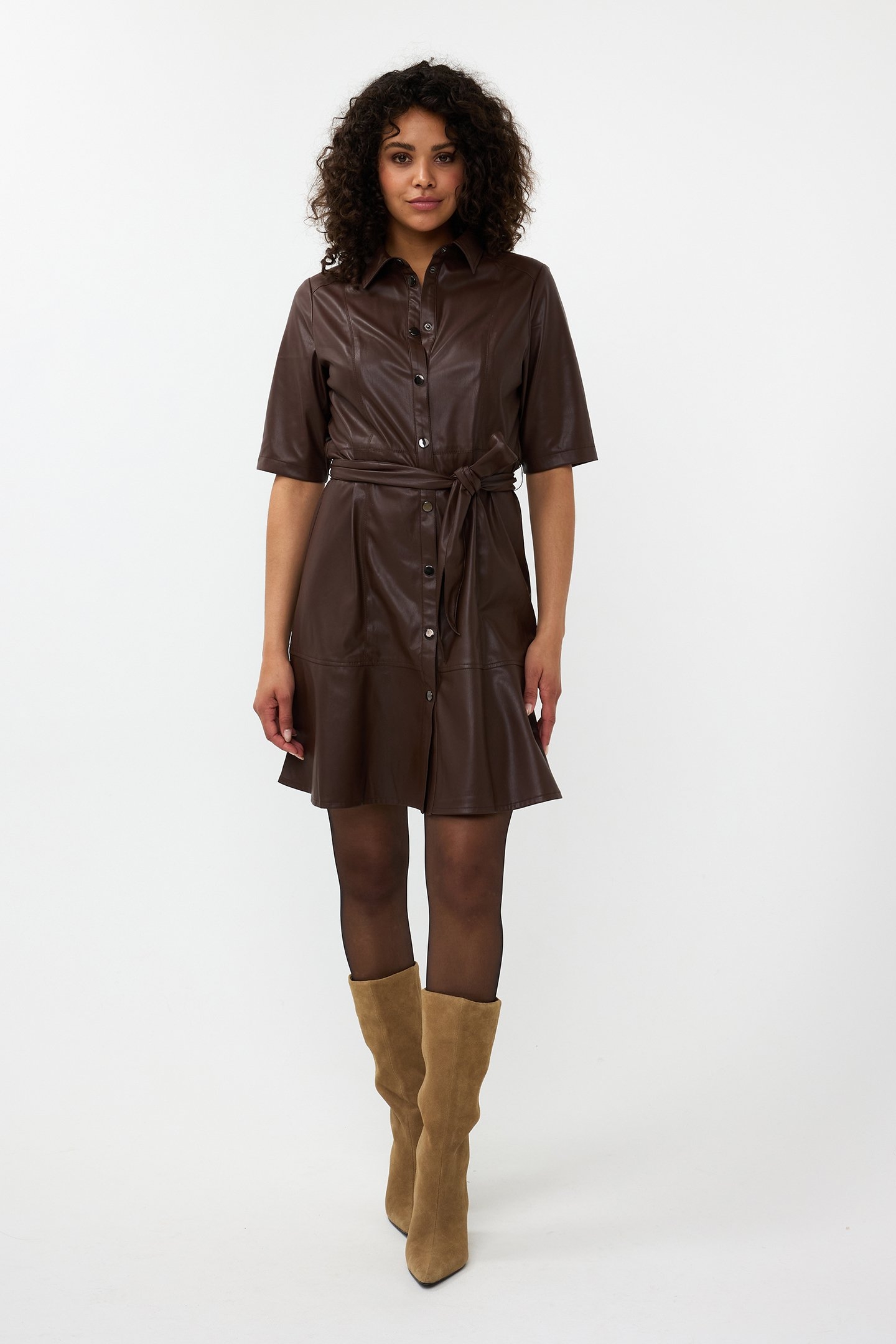 DRESS VEGAN LEATHER CHOCOLATE 2