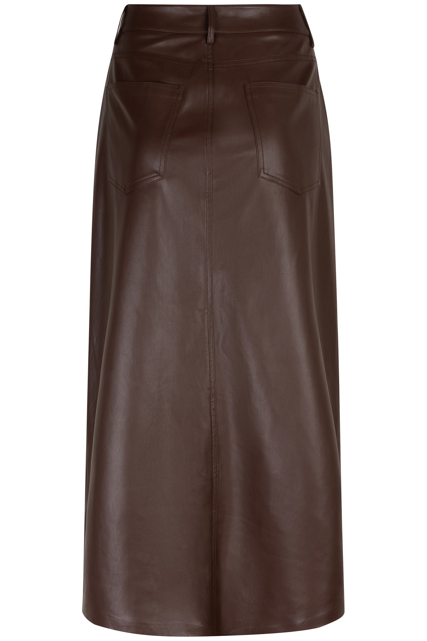 SKIRT LONG SPLIT VEGAN LEATHER CHOCOLATE 5