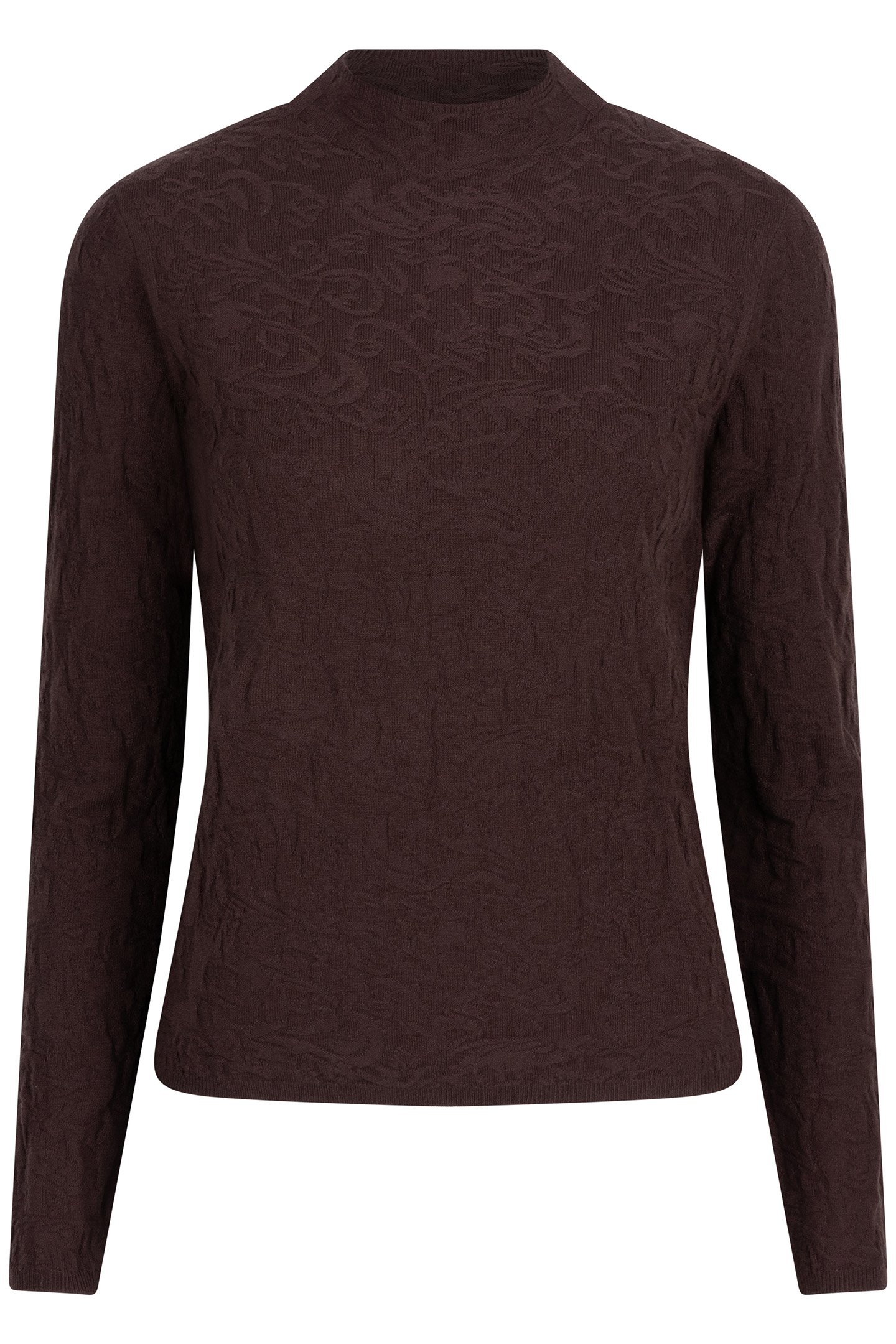 SWEATER SOLID JACQUARD CHOCOLATE 4