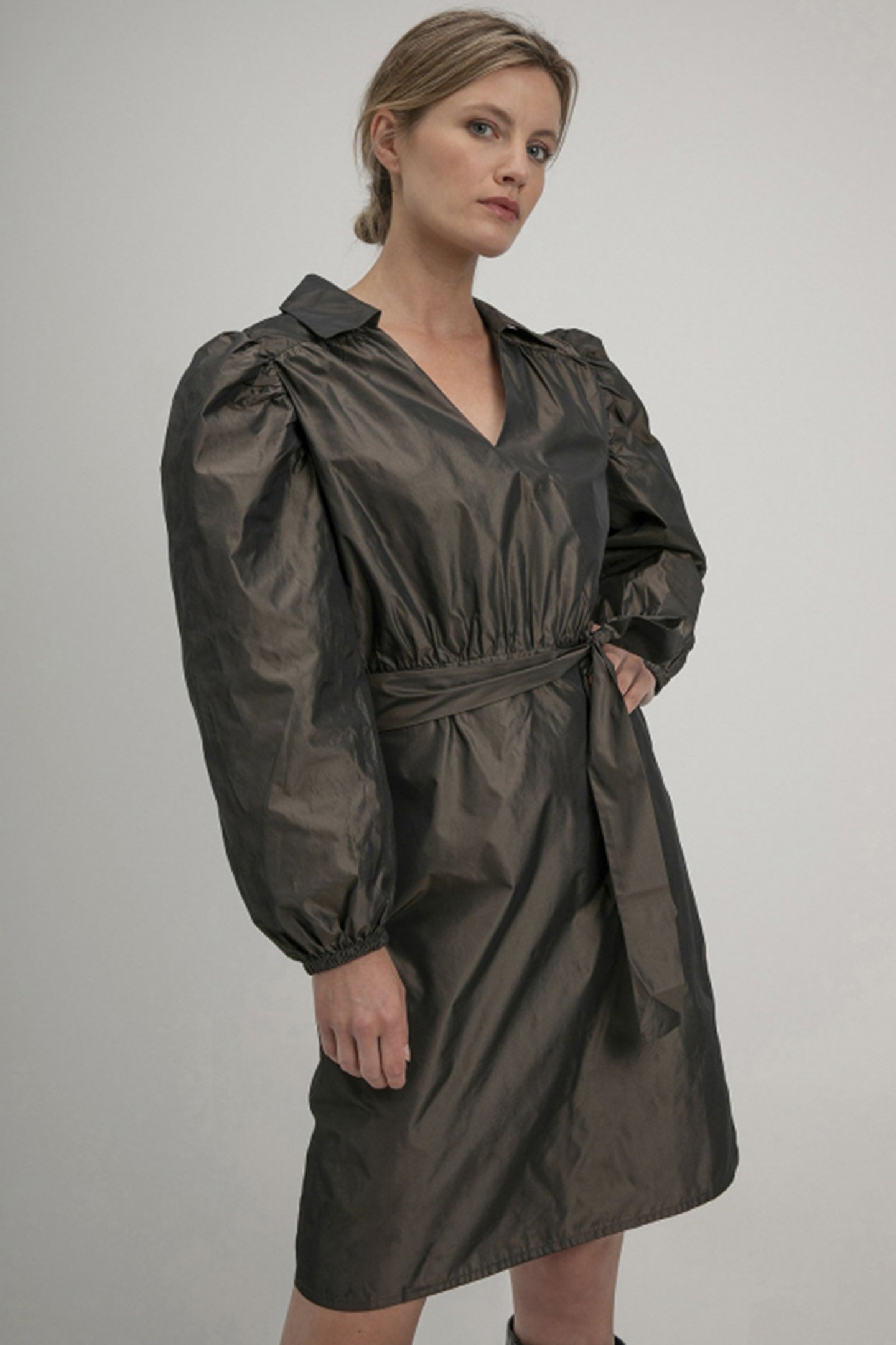 SANNA DRESS DARK BROWN MELANGE 1