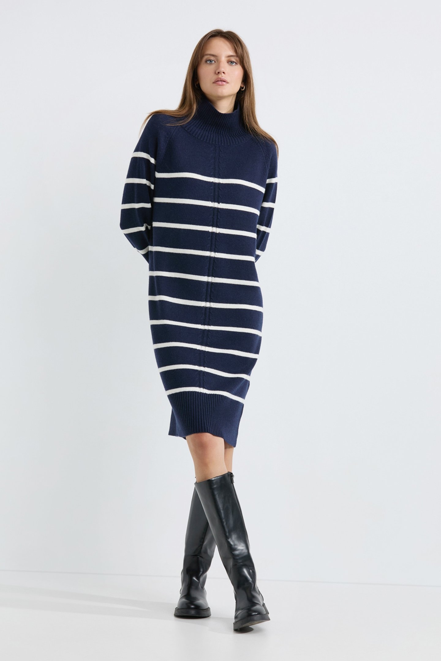 ANIKA DRESS NAVY STRIPE 2
