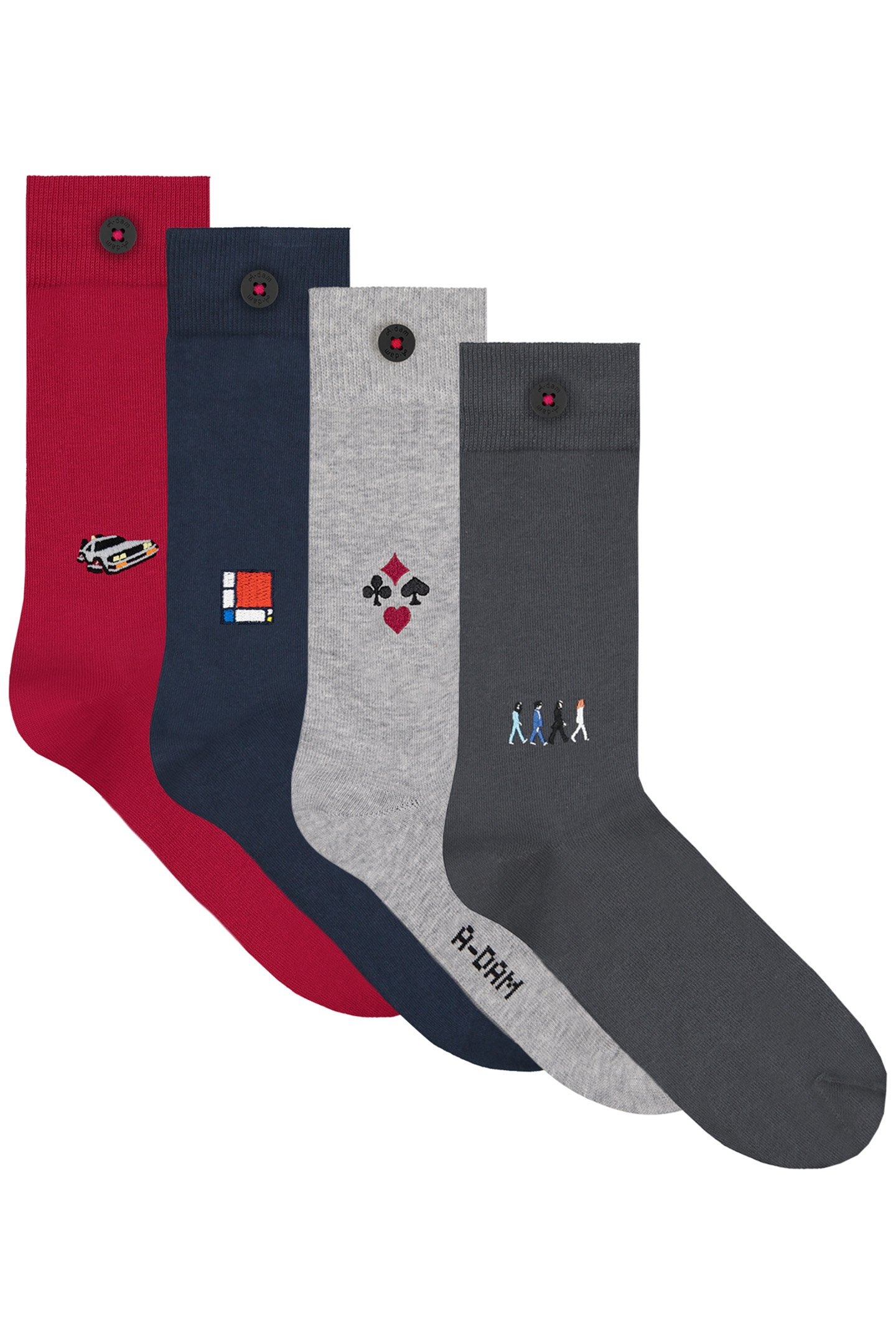 UNISEX A-DAM 4-PACK CASUAL SOCKS MULTICOLOR 1