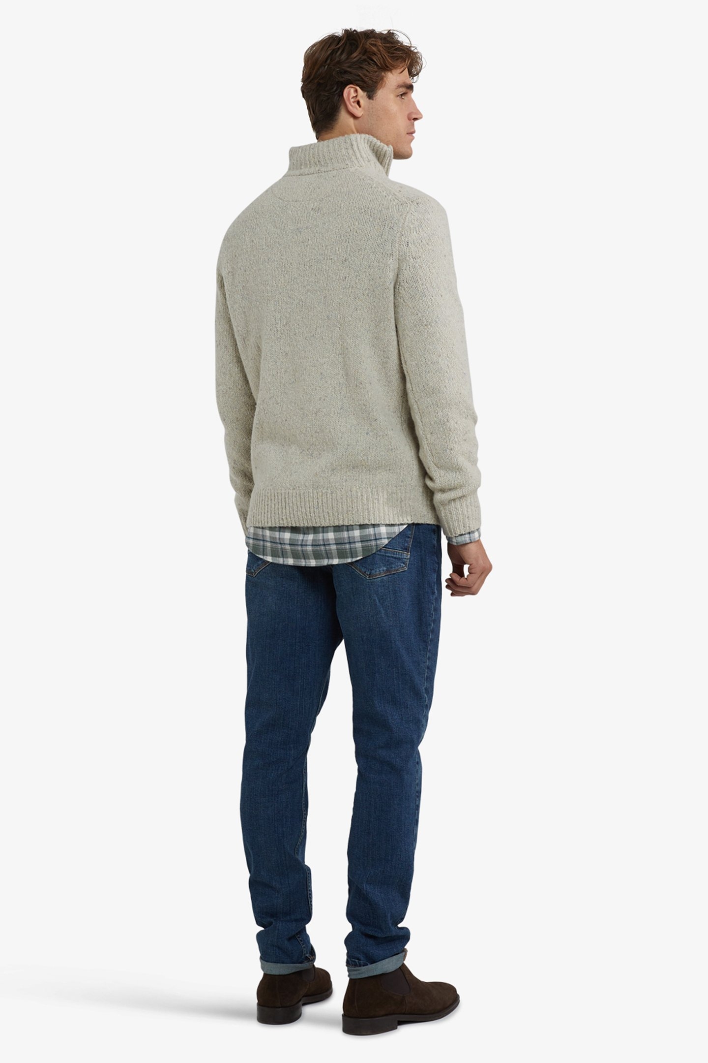 ZIP MOCK FISHERMANS SWEATER OFF WHITE 3