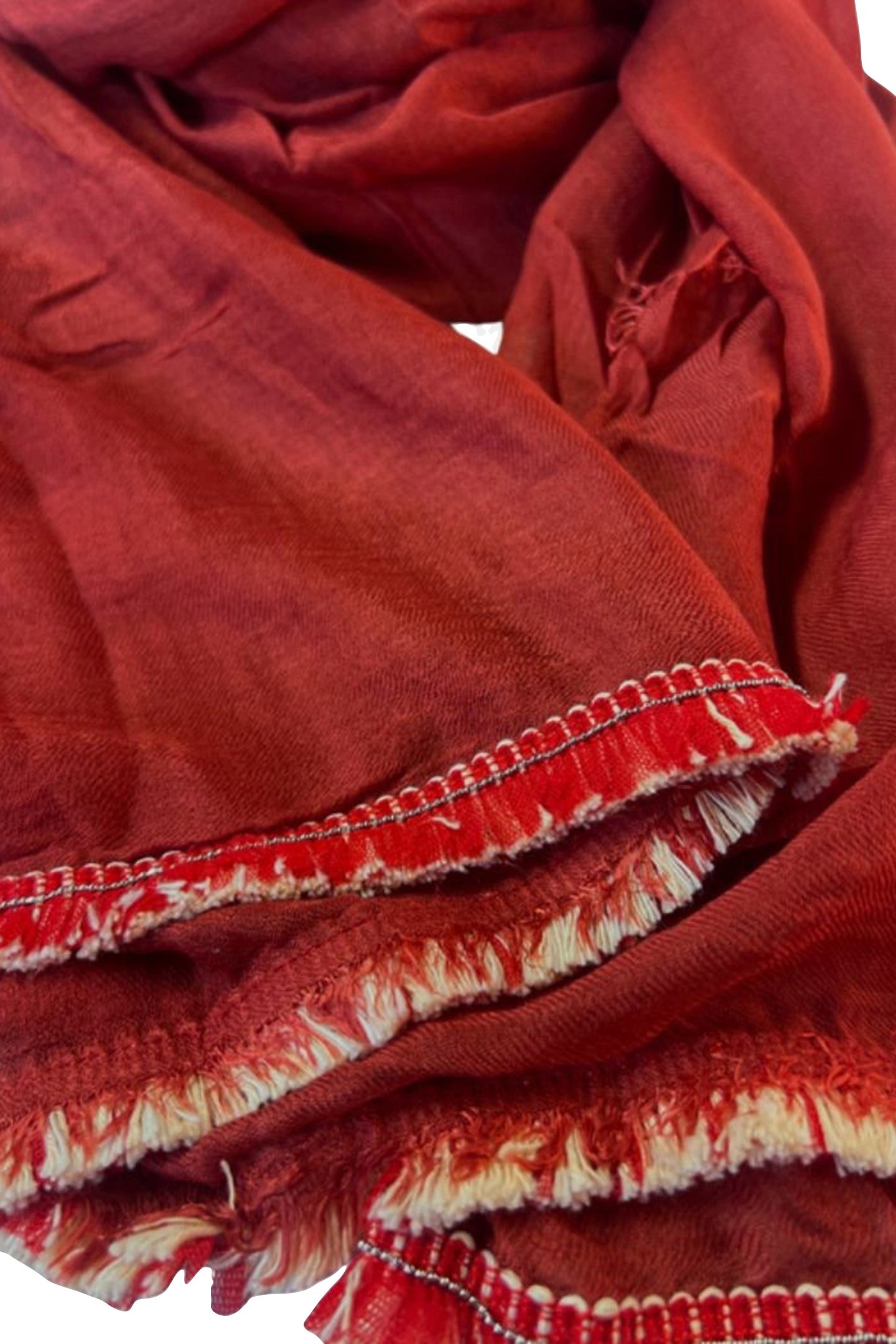 SCARF OBLONG FRINGES 001 RED 3