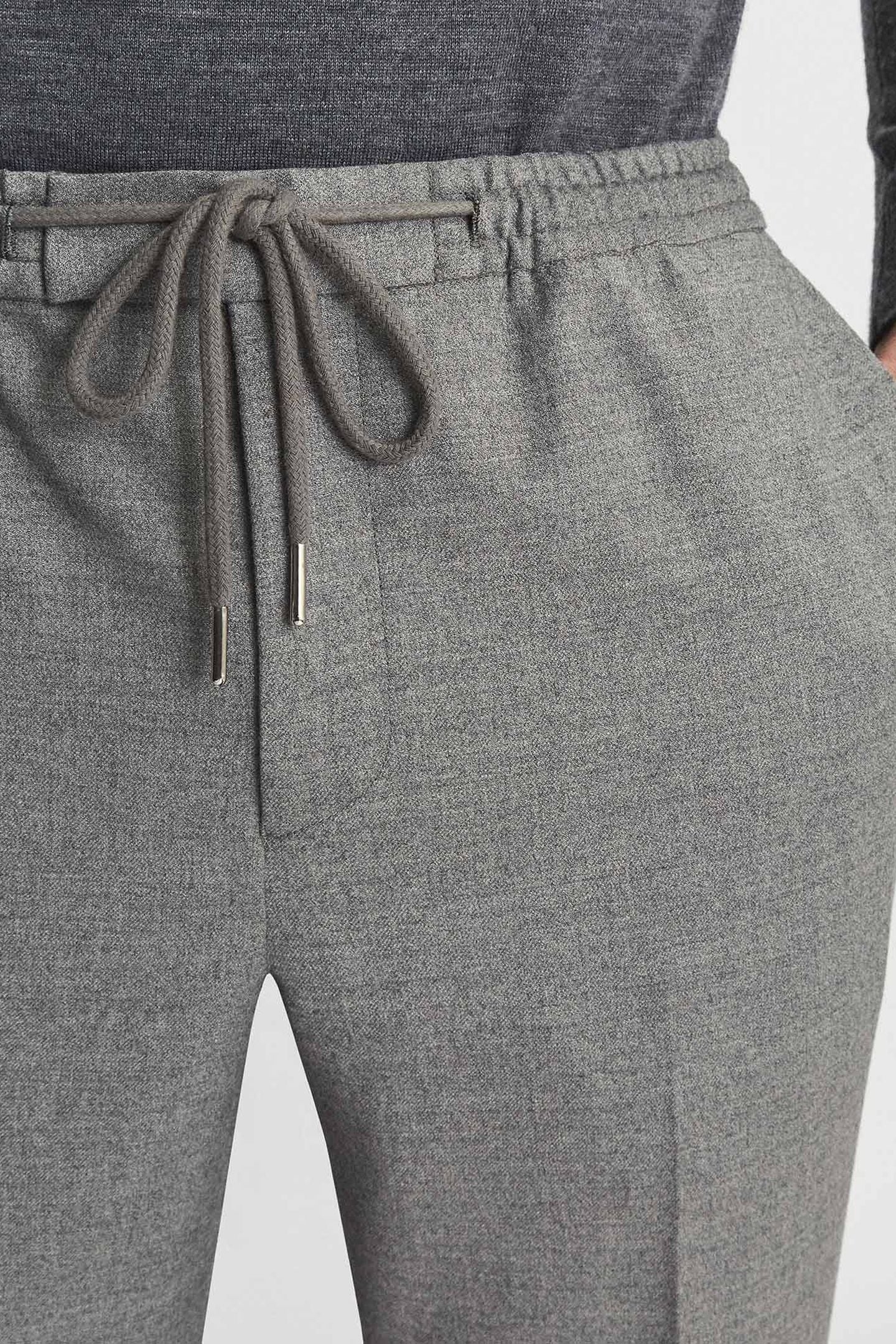 WOOL ELASTICATED WAIST MIXER TROUSER SOFT GREY 6
