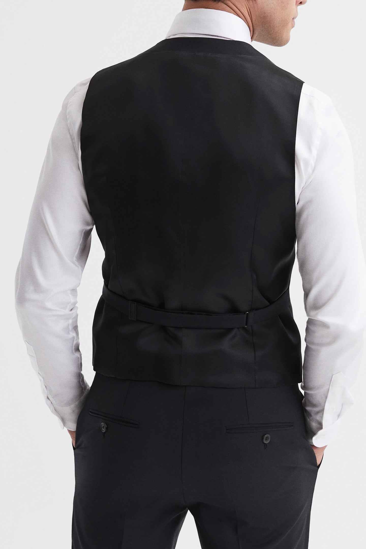 TRAVEL PLAIN WEAVE MODERN WAISTCOAT BLACK 3