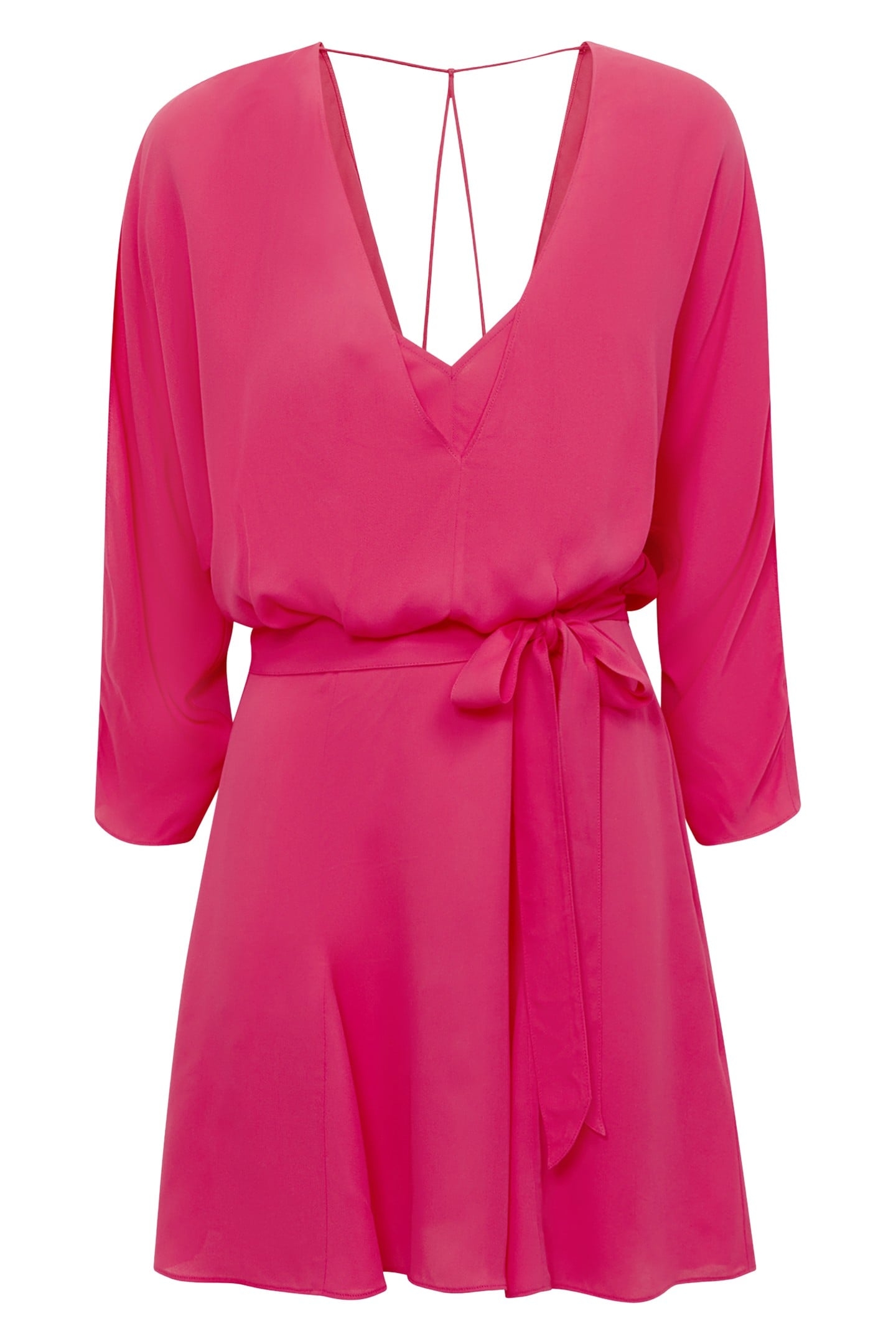 PLAIN SHORT FLIPPY DRESS BRIGHT PINK 4