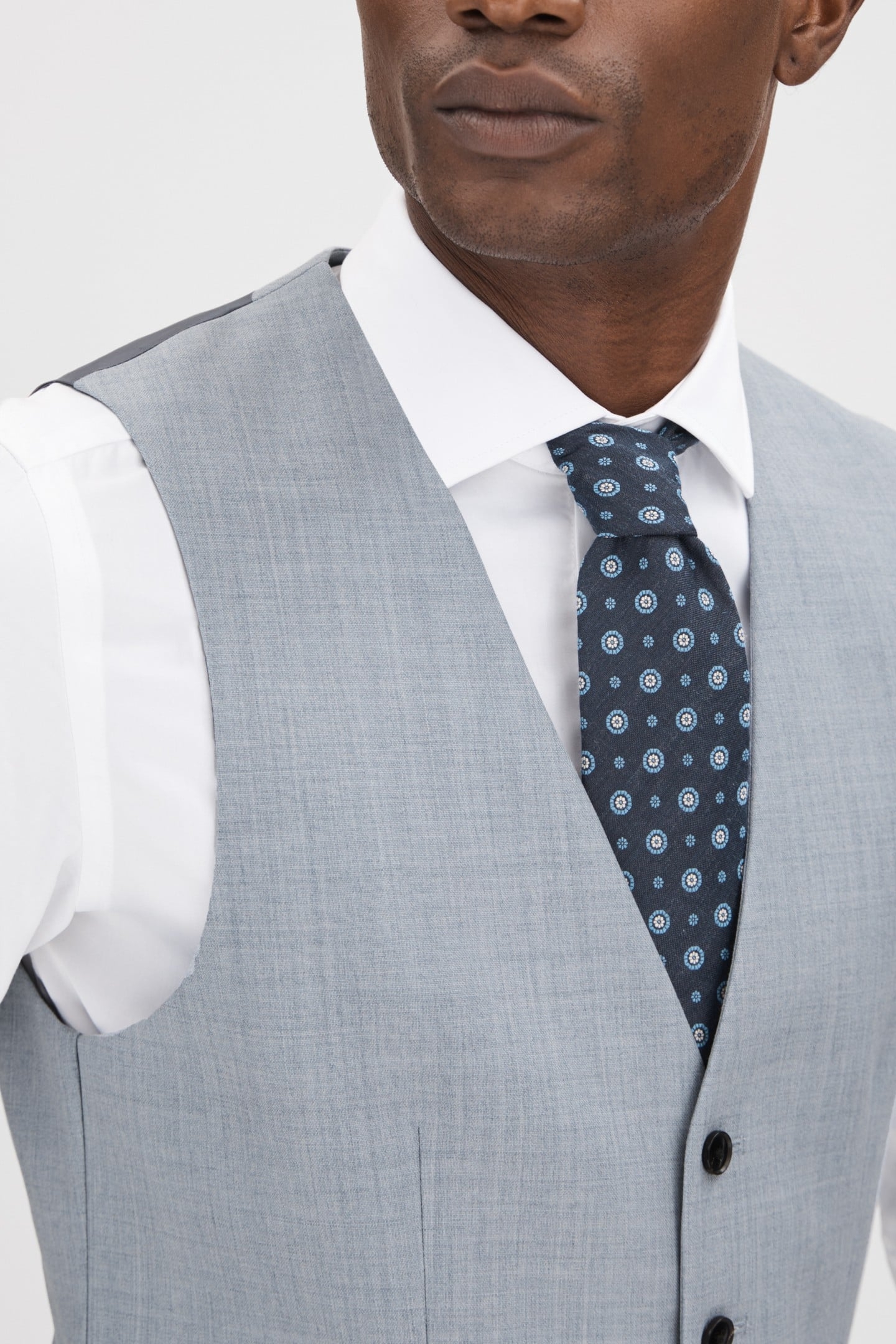 TEXTURED WEAVE WAISTCOAT SOFT BLUE 5