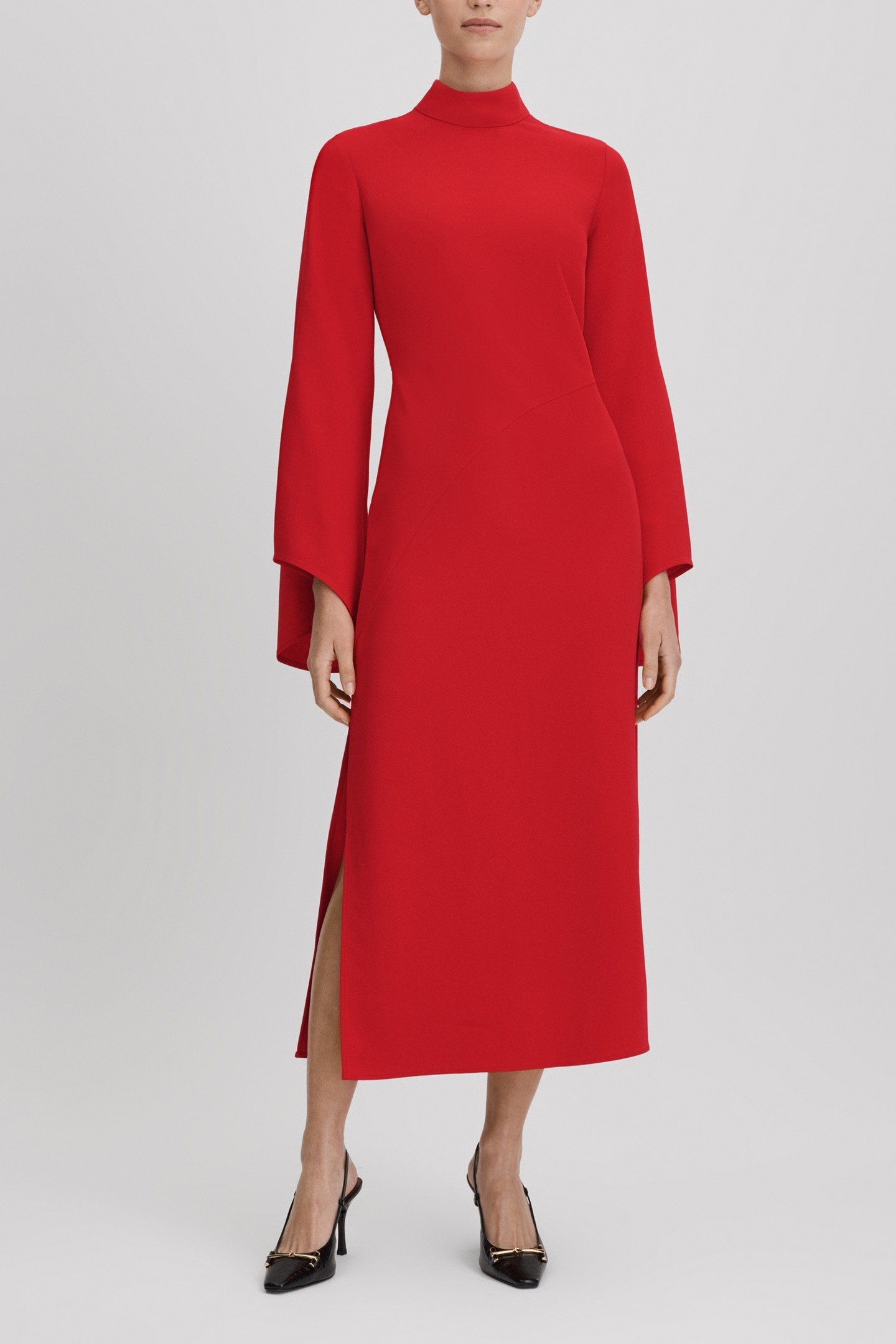 LONG SLEEVE BODYCON DRESS RED 2
