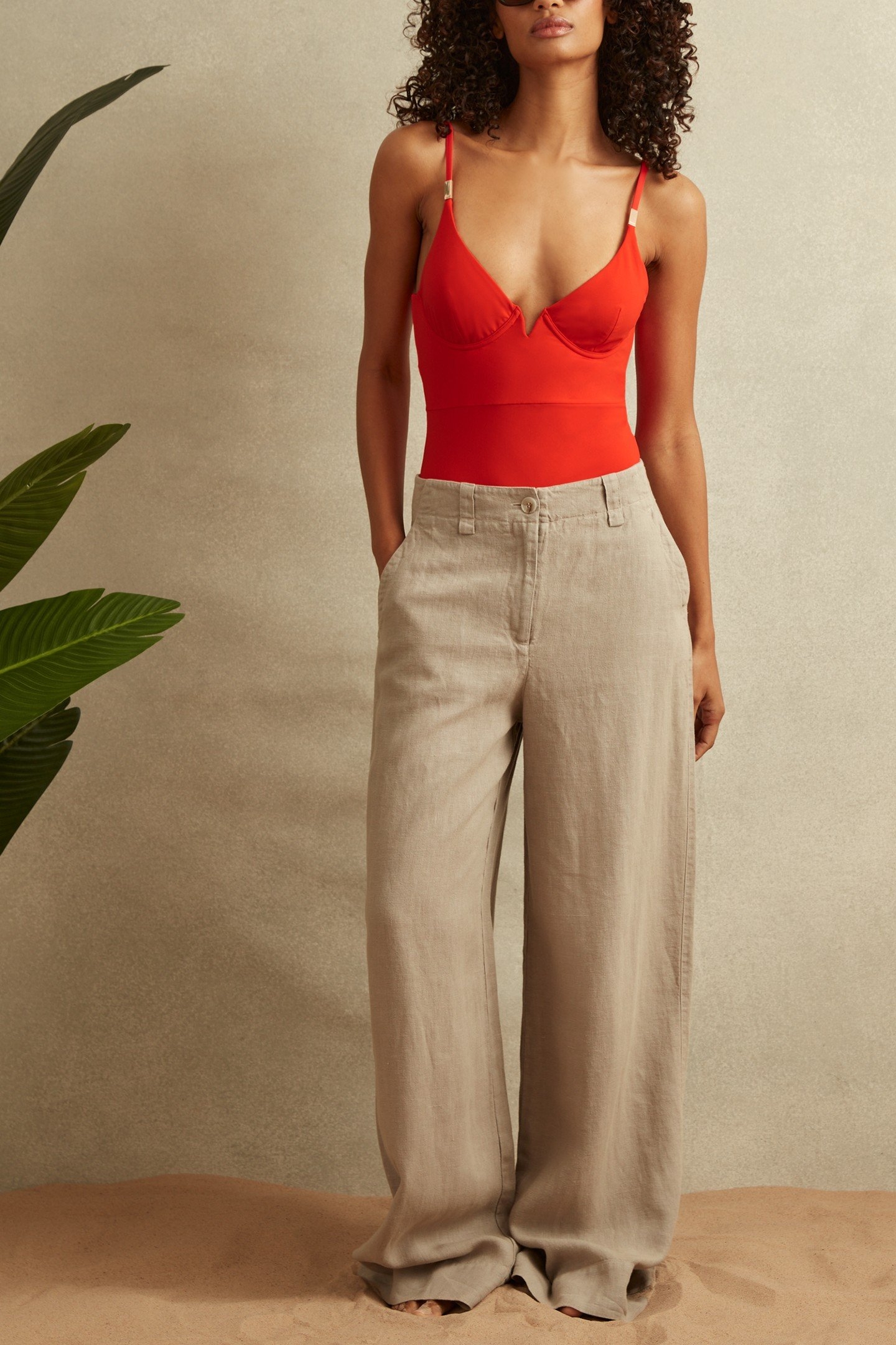 HALTER NECK SWIMSUIT RED 1