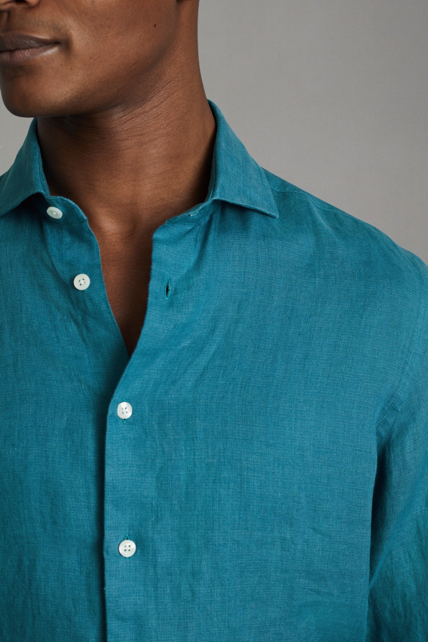 LONGSLEEVE LINEN SHIRT TEAL BLUE 5