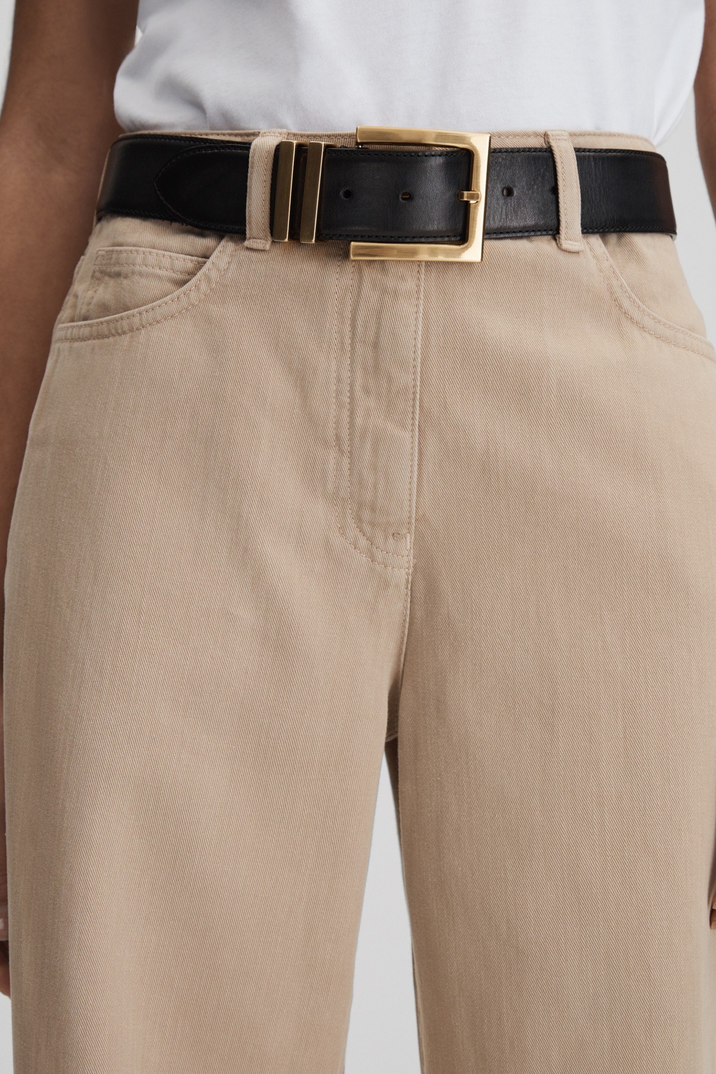 COTTON DENIM WIDE LEG TROUSER LIGHT CAMEL 6