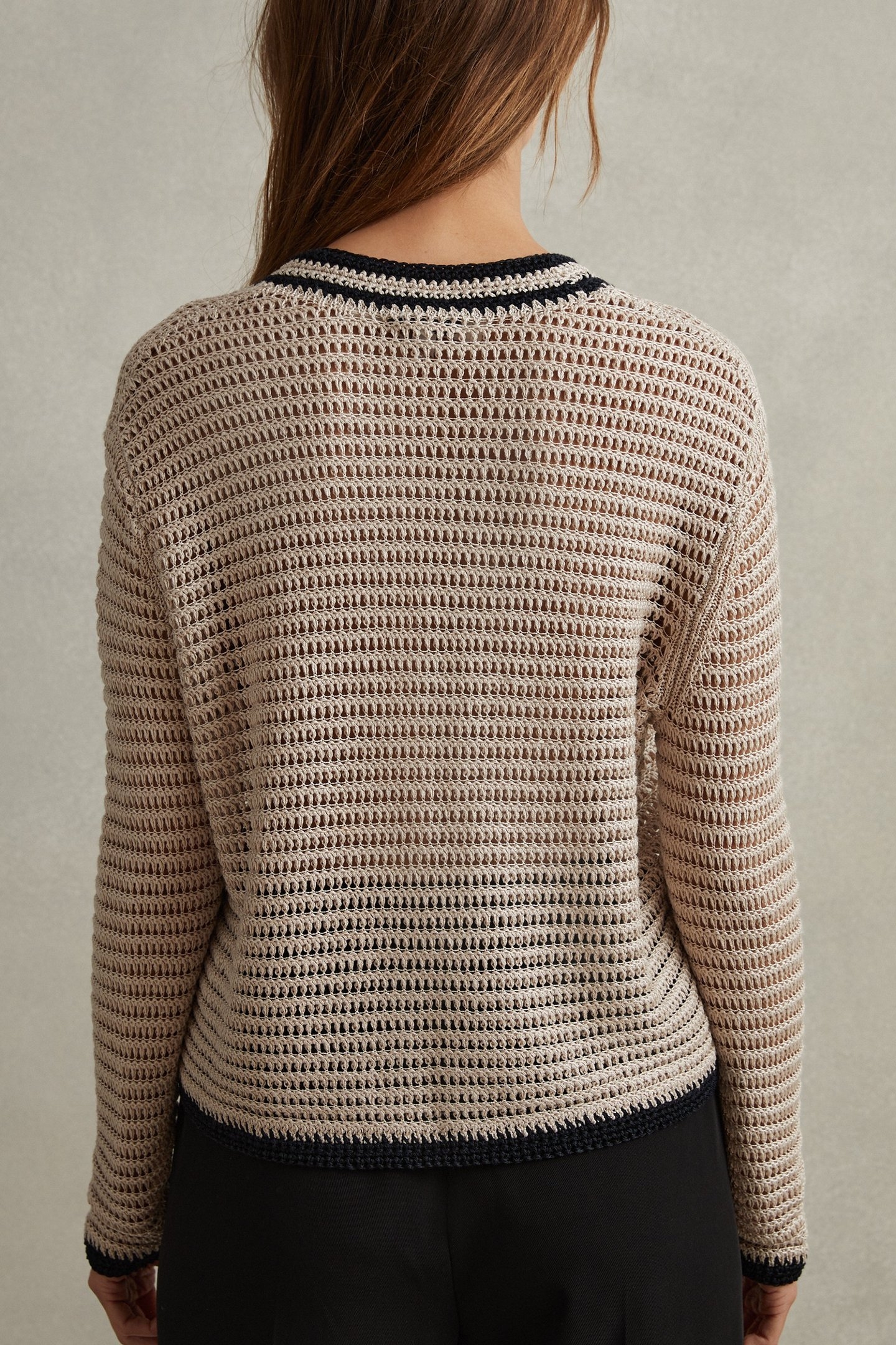 TIPPED STITCHED JUMPER NEUTRAL/NAVY 2