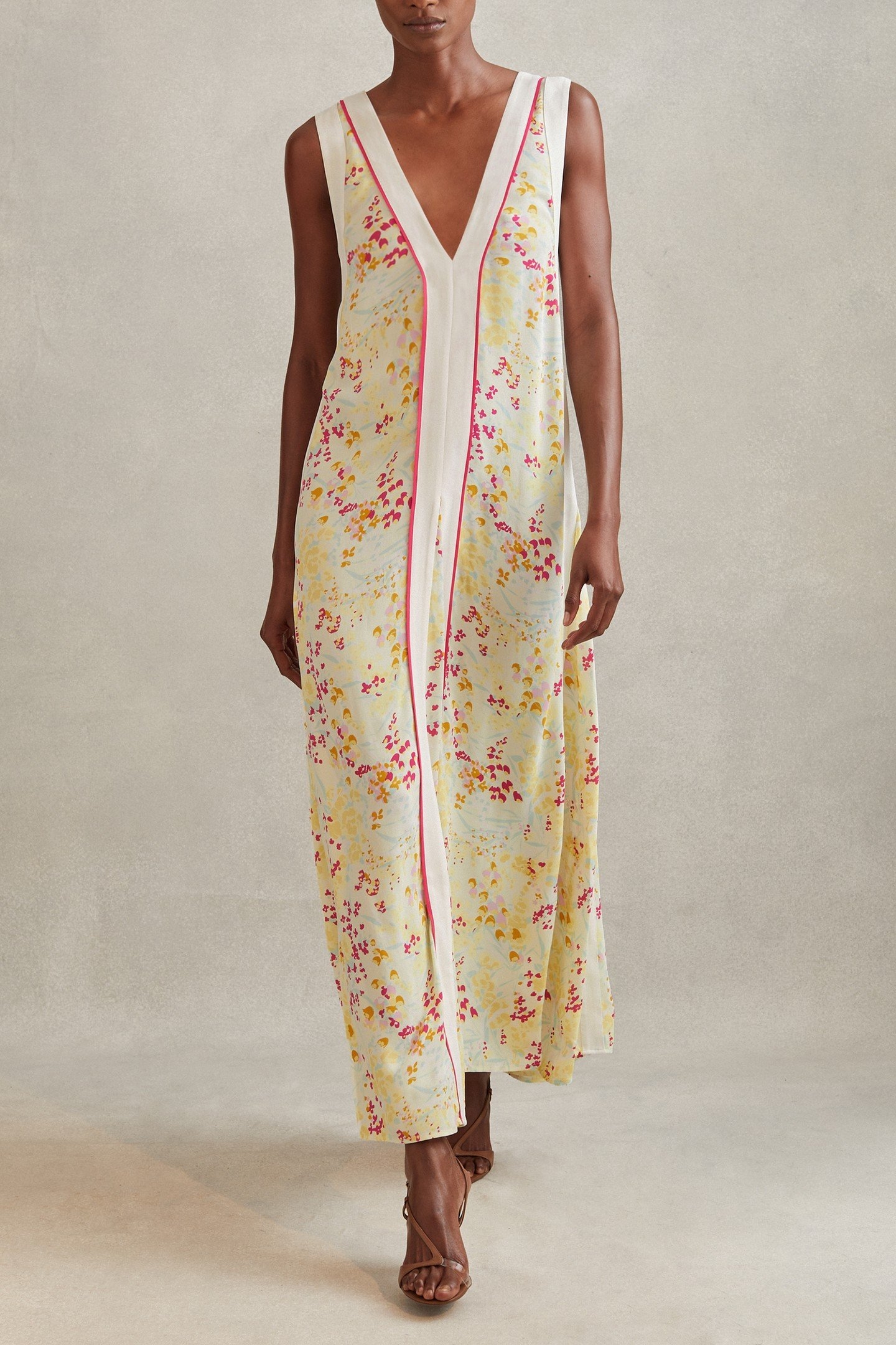 BUTTERCUP PRINTED BLOCK MAXI DRESS PINK/YELLOW 4