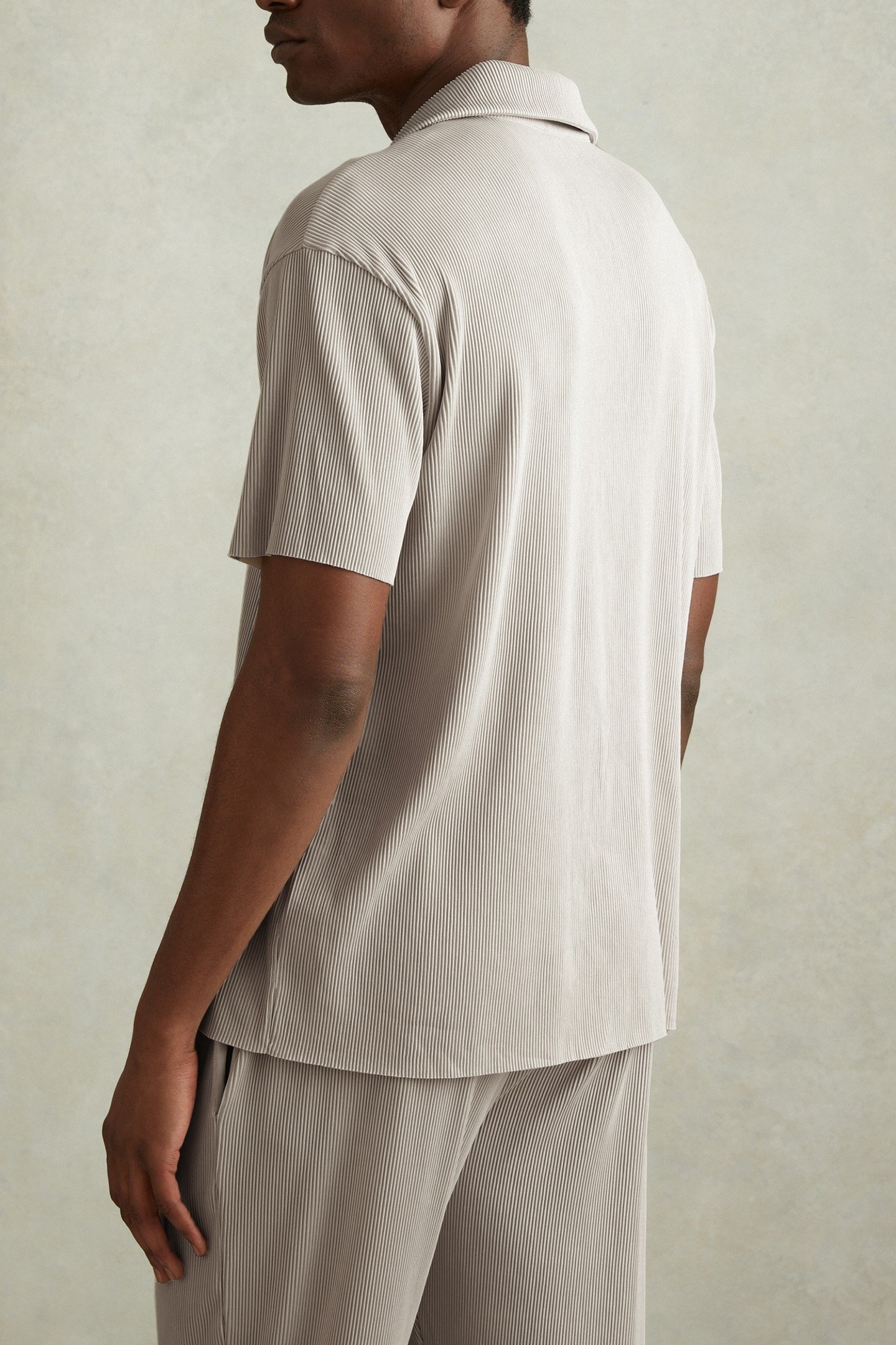 SHORTSLEEVE CUBAN OTTOMAN RIB BUTTON THROUGH SHIRT SILVER 2