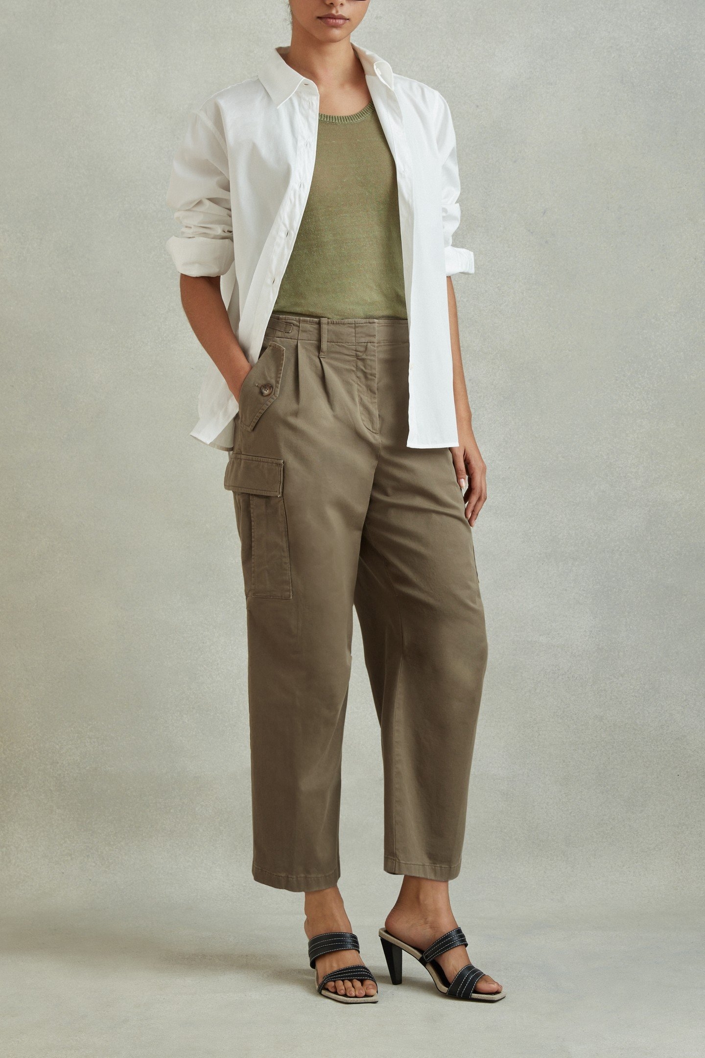 TAPER COTTON COMBAT TROUSER KHAKI 2