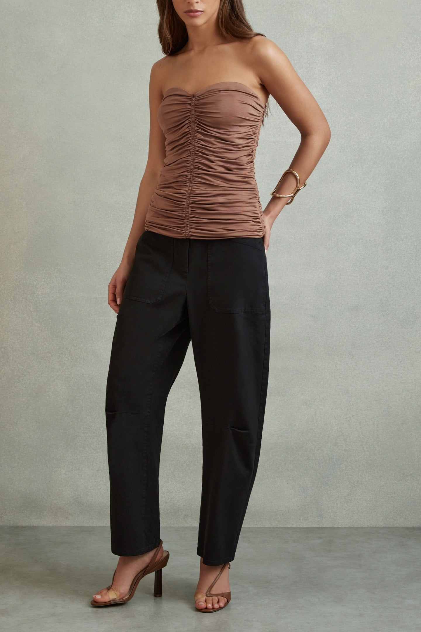 RUCHED TUBE TOP MINK 1