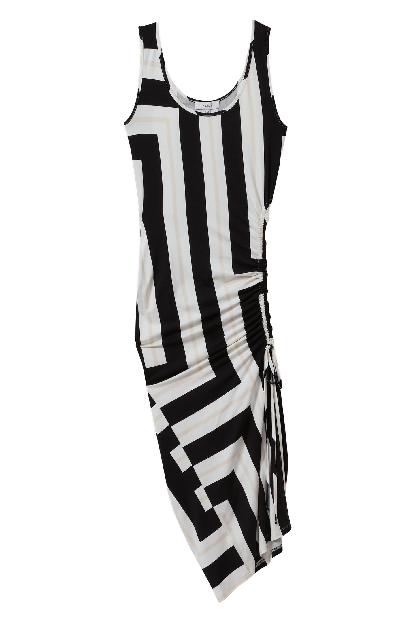 GRAPHIC BLOCKED MIDI DRESS BLACK/WHITE 2