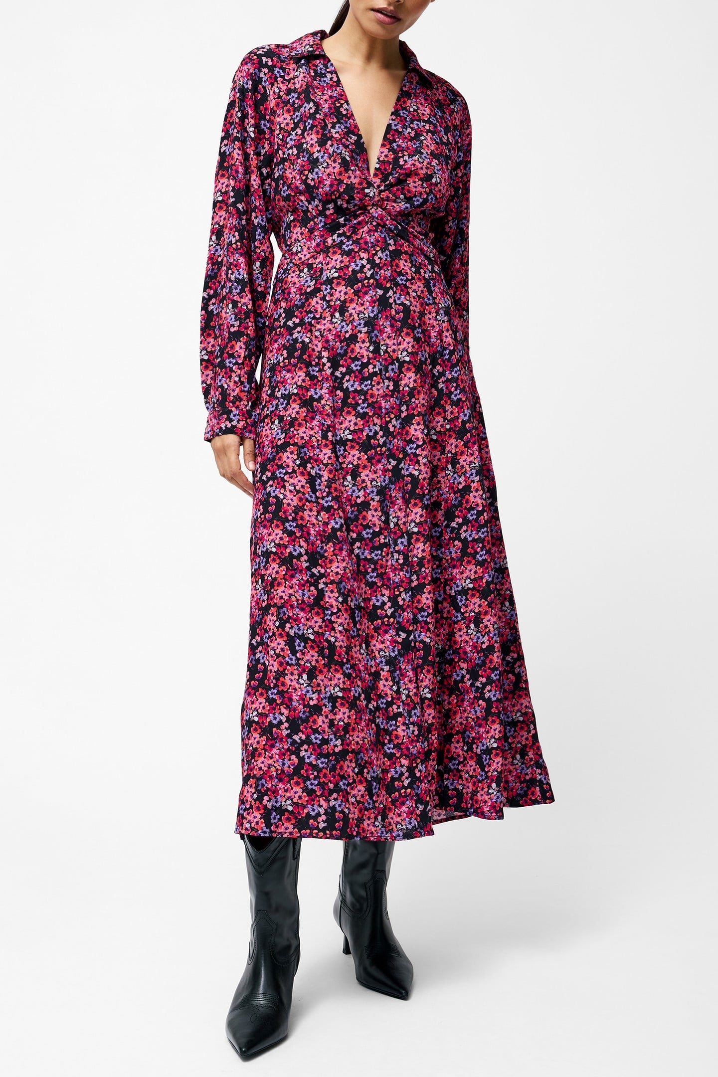 JENNIFER MIDI DRESS BLACK/PINK MULTI 1