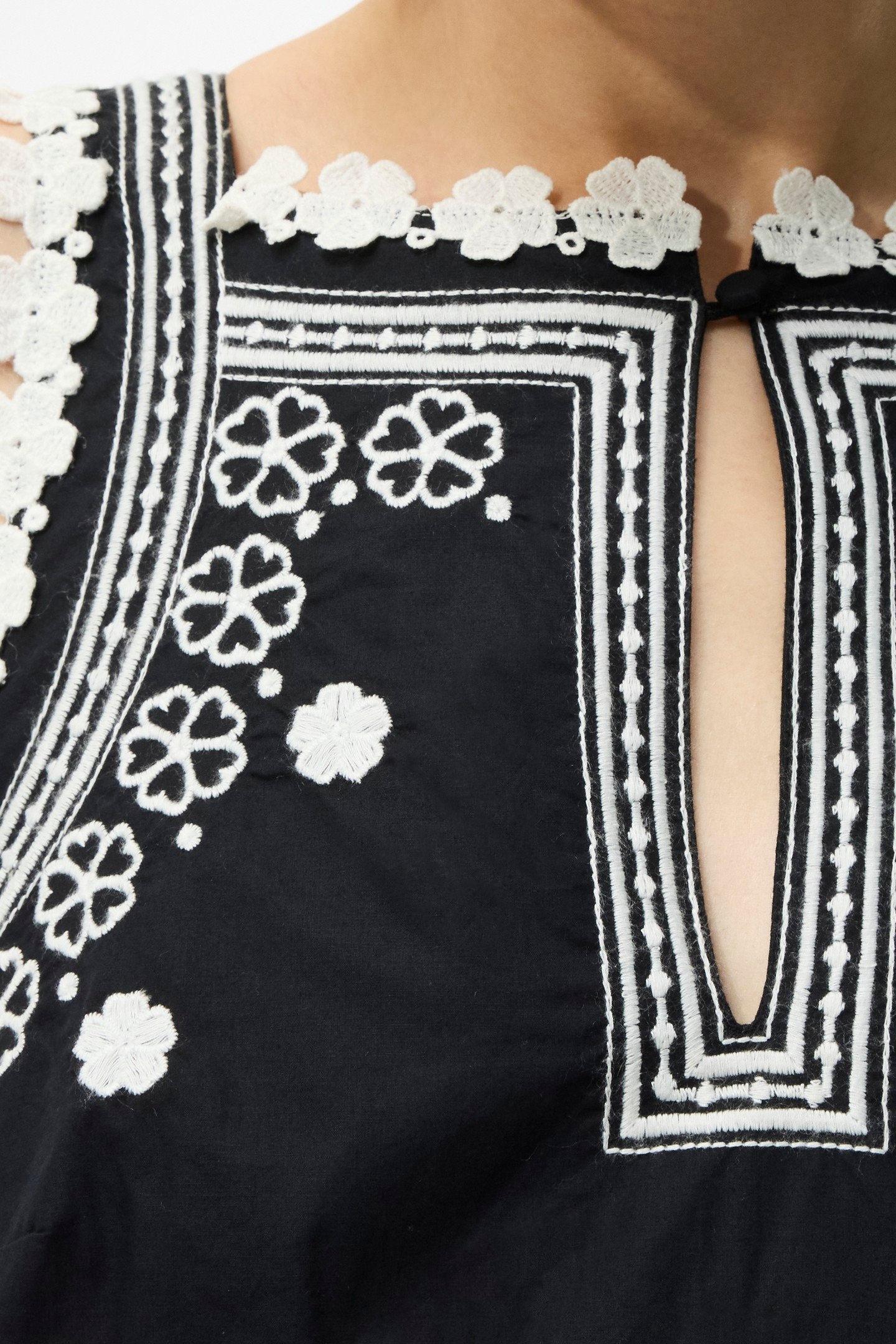 DEVIN POPLIN EMBROIDERED MIDI BLACK 4