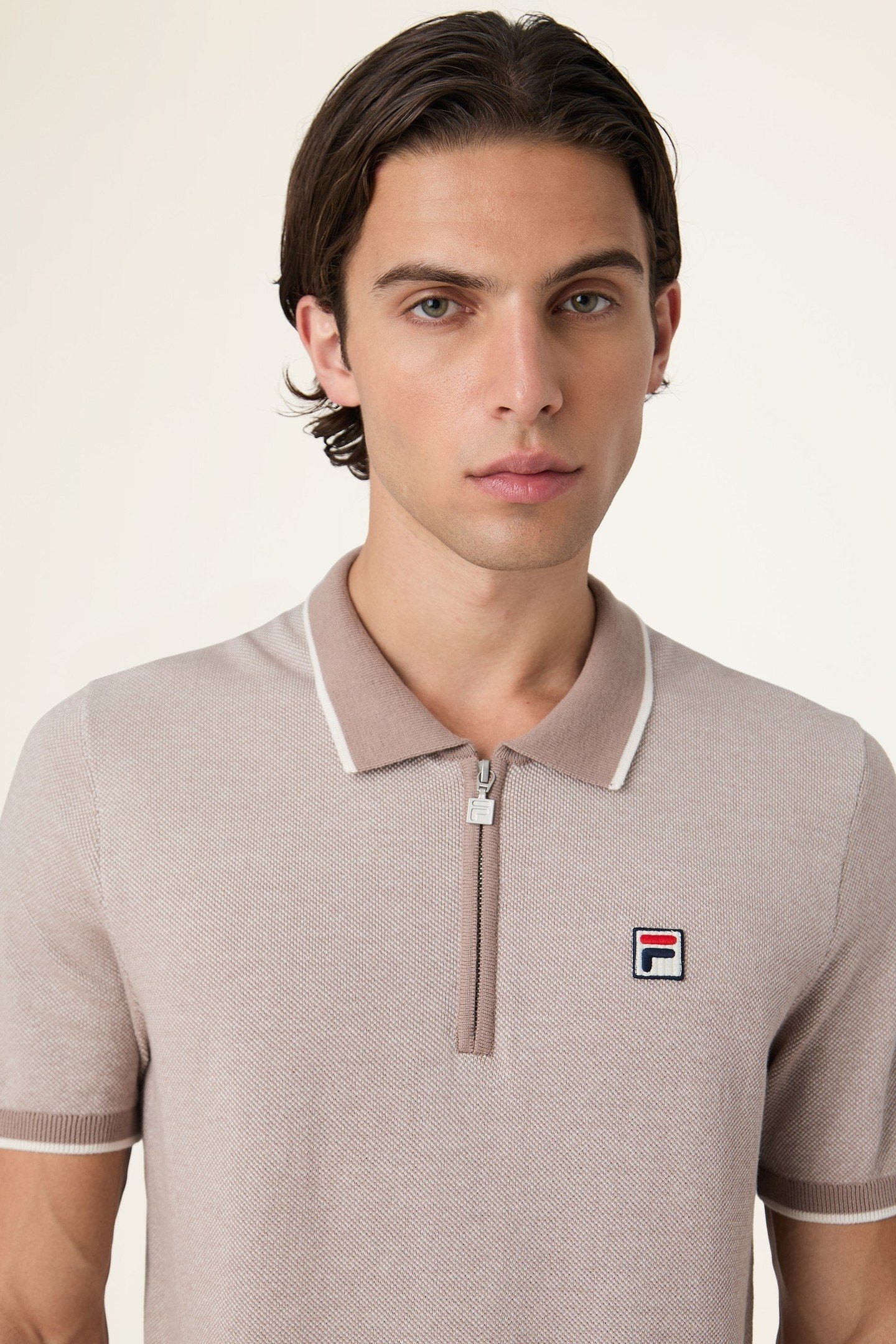 LUCINO REGULAR KNIT POLO SHIRT TAUPE GRAY MELANGE 7