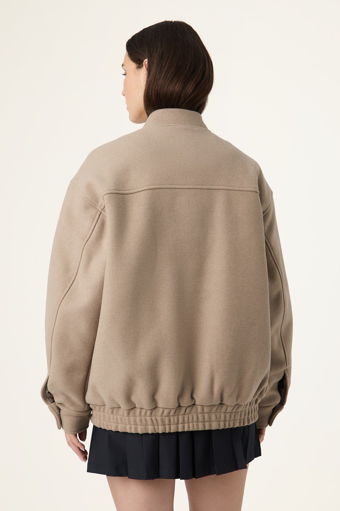COMO OVERSIZED FELTED VARSITY JACKET WEATHERED TEAK 3