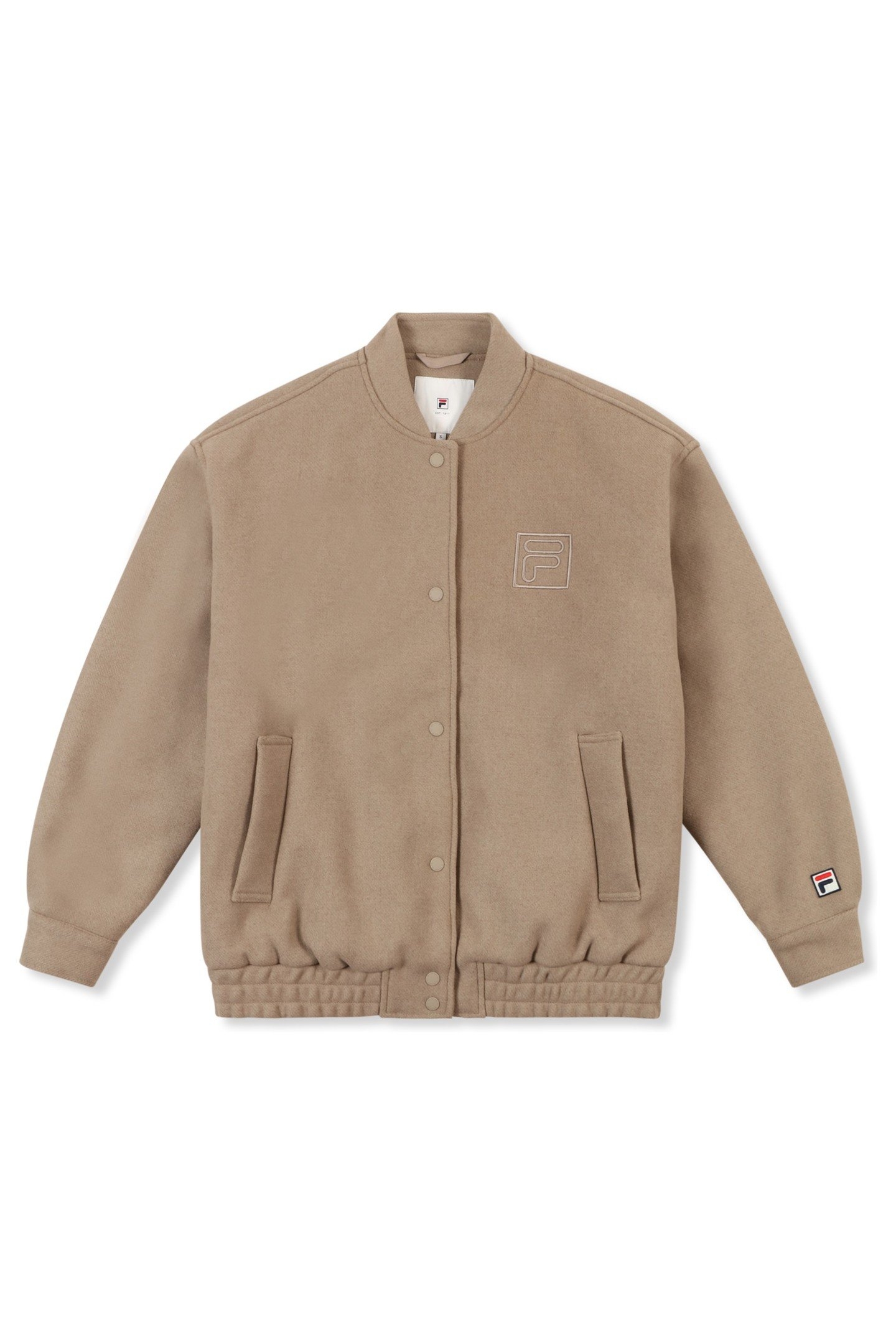 COMO OVERSIZED FELTED VARSITY JACKET WEATHERED TEAK 5