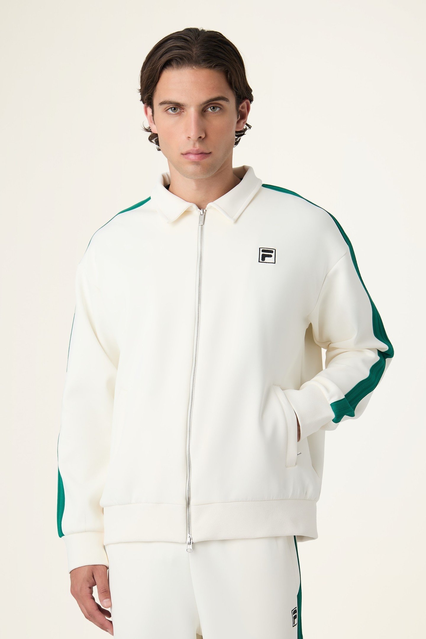 COMO RELAXED TAPED TRACK JACKET EGRET 1
