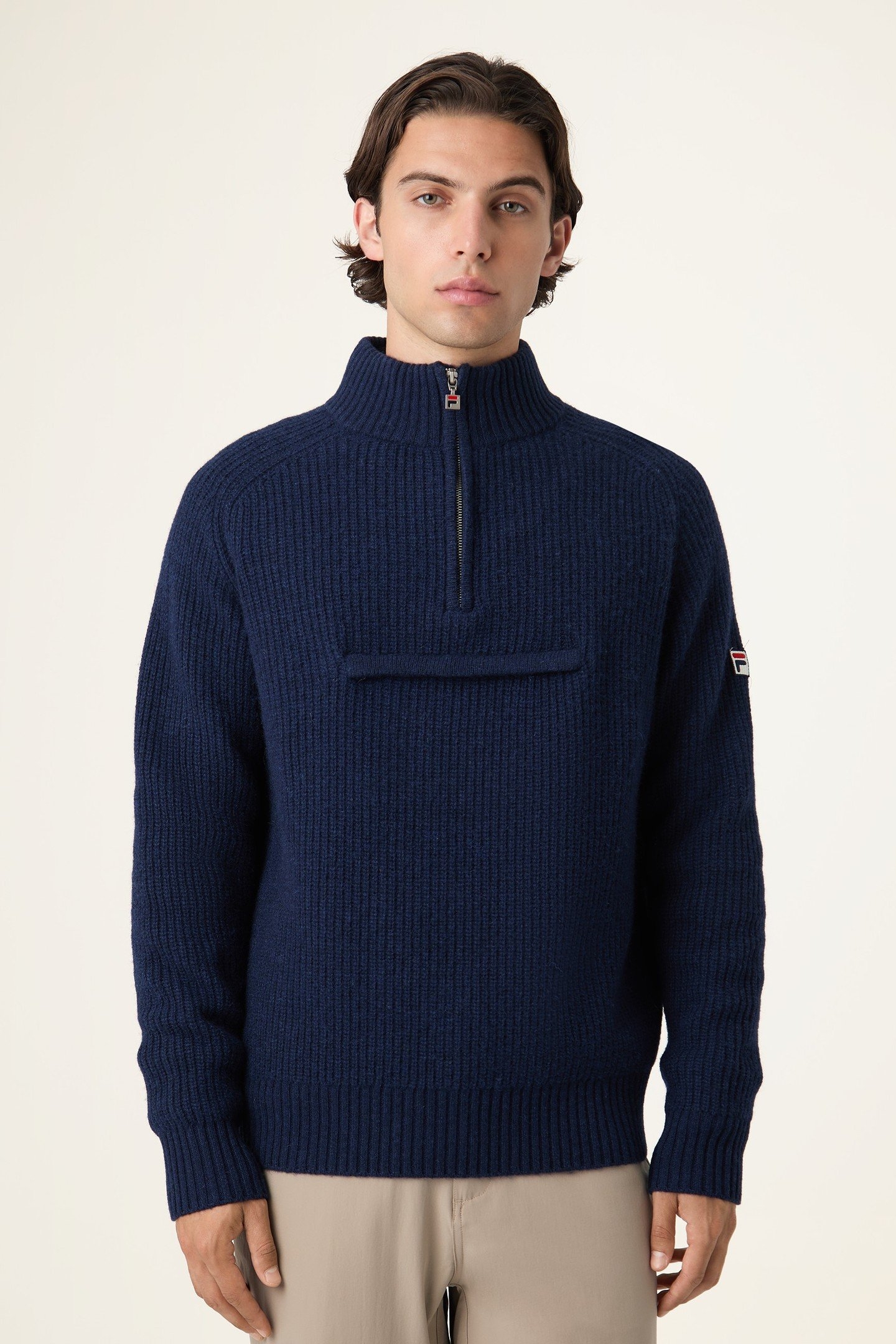 GIOVANNI RELAXED HALF-ZIP KNIT SAILING SWEATER BLACK IRIS 1