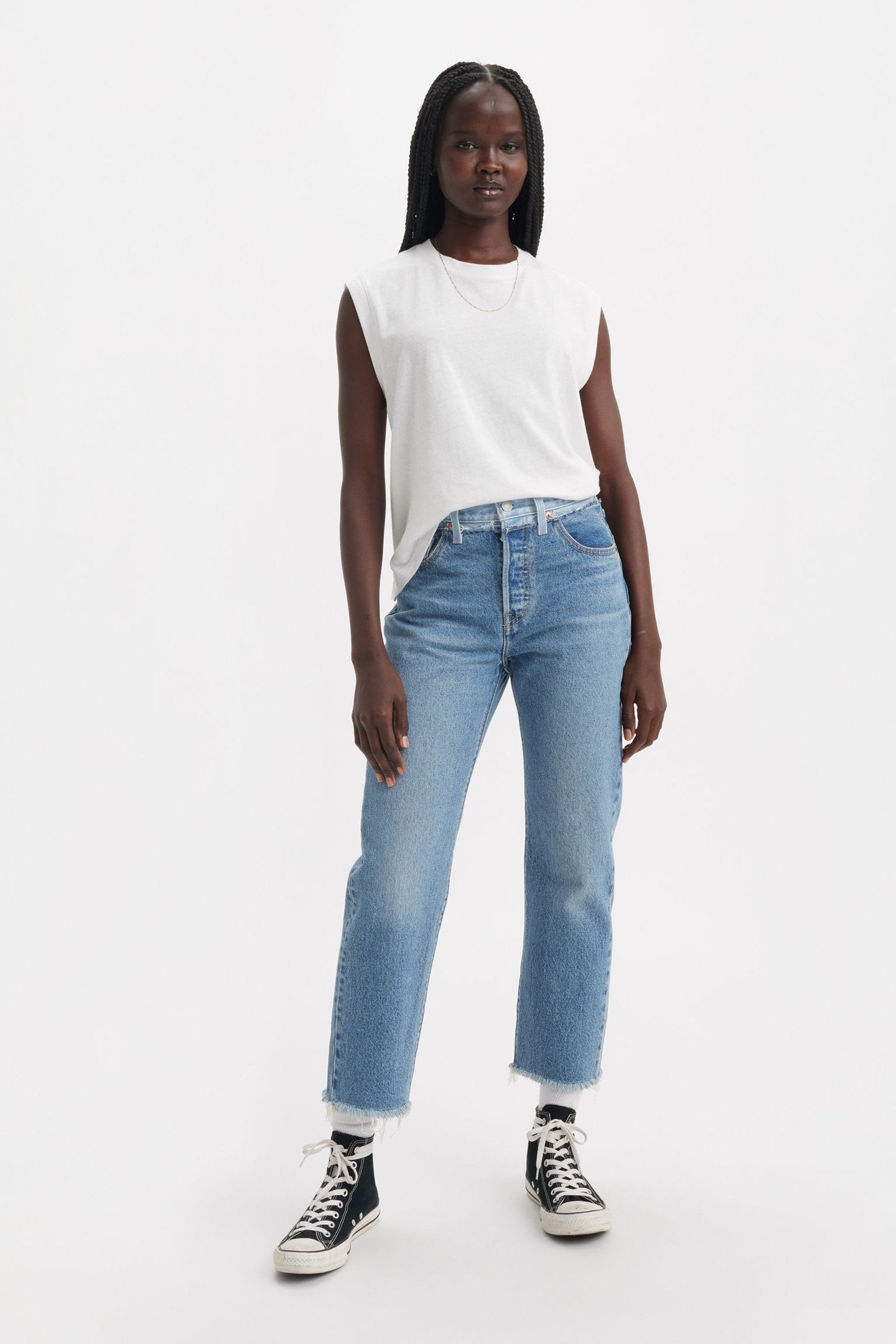 501® ORIGINAL SPLIT CROPPED JEANS MED INDIGO 8