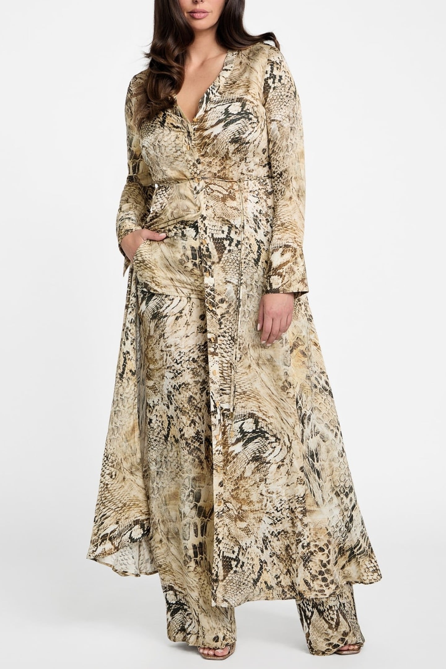 MARCIANO BY GUESS GISELLE LS LONG DRES JUMBLE SKIN PRINT 3