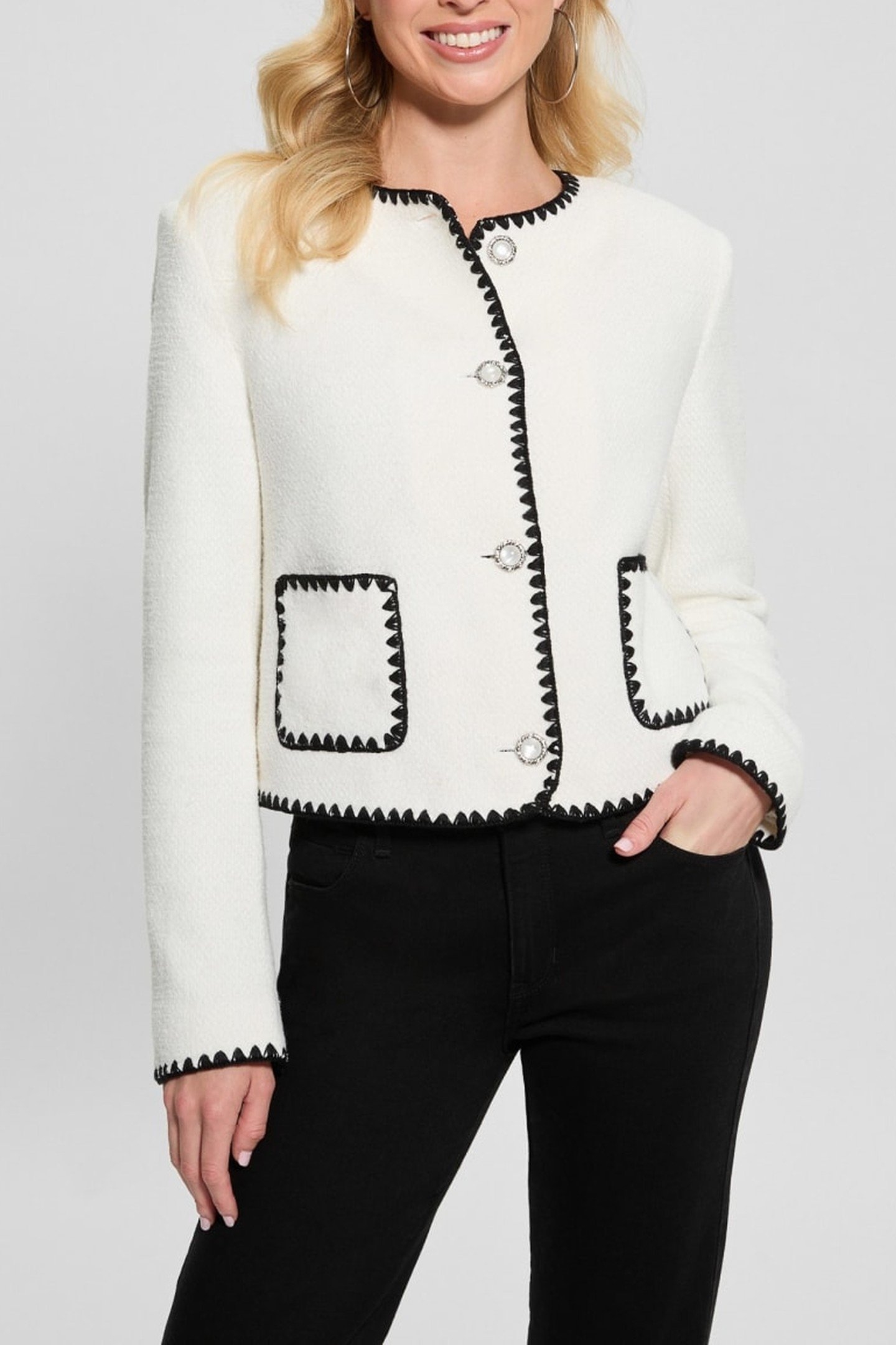 LUCILLA BUTTONED JAC CREAM WHITE 2