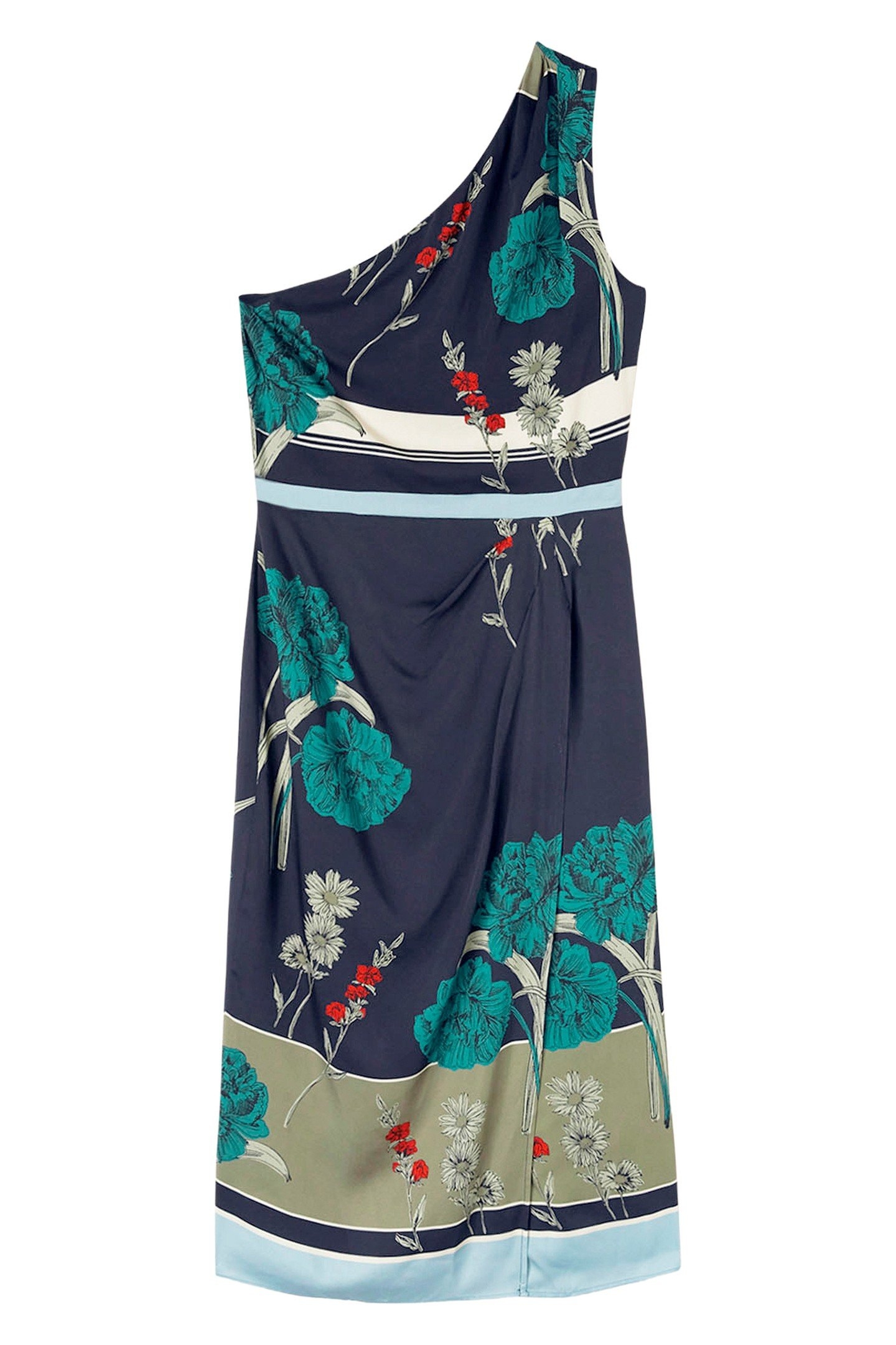 PRINTED ONE-SHOULDER MIDI DRESS GREEN 4