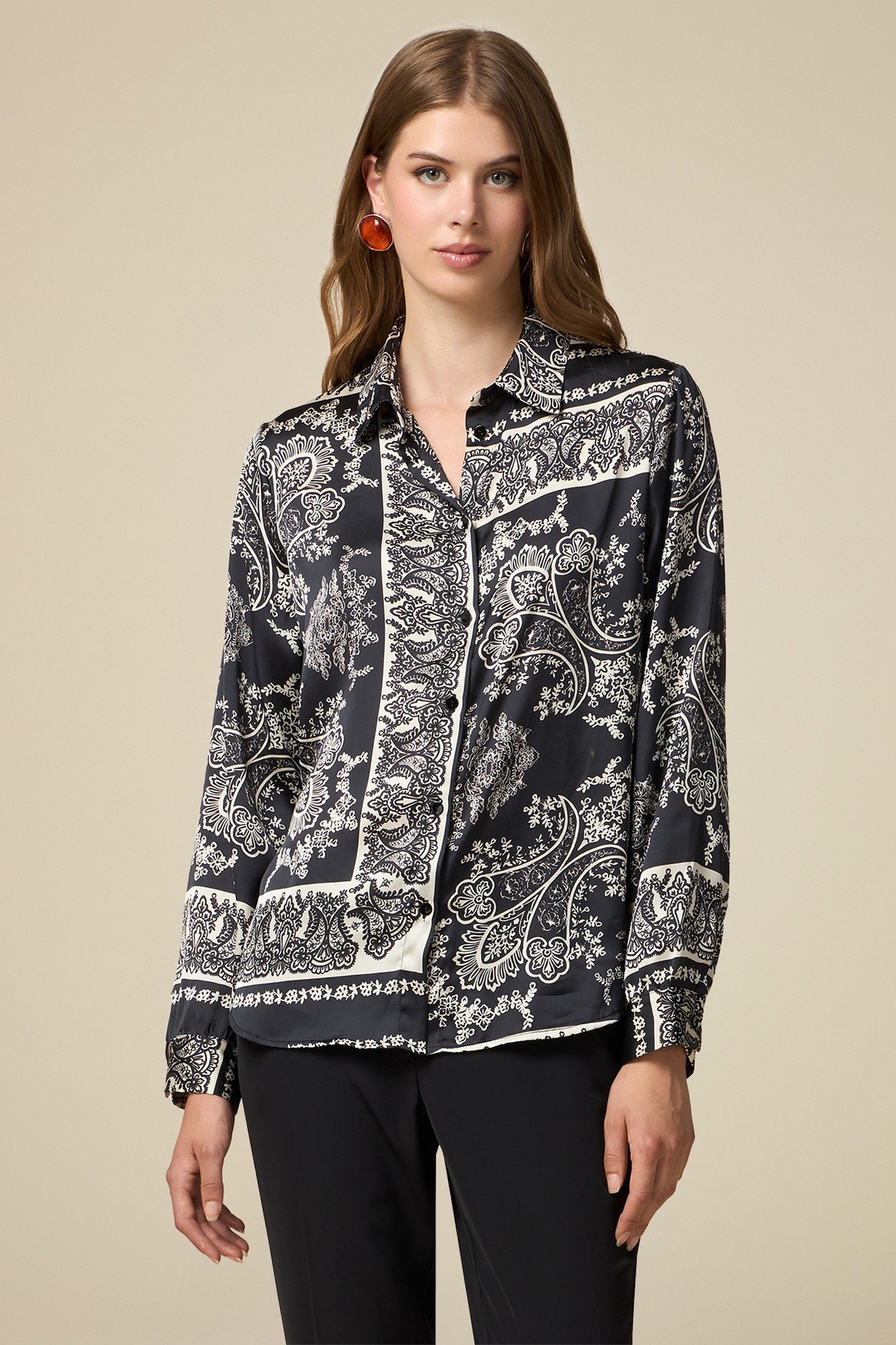 PATTERNED SATIN SHIRT BLACK 1