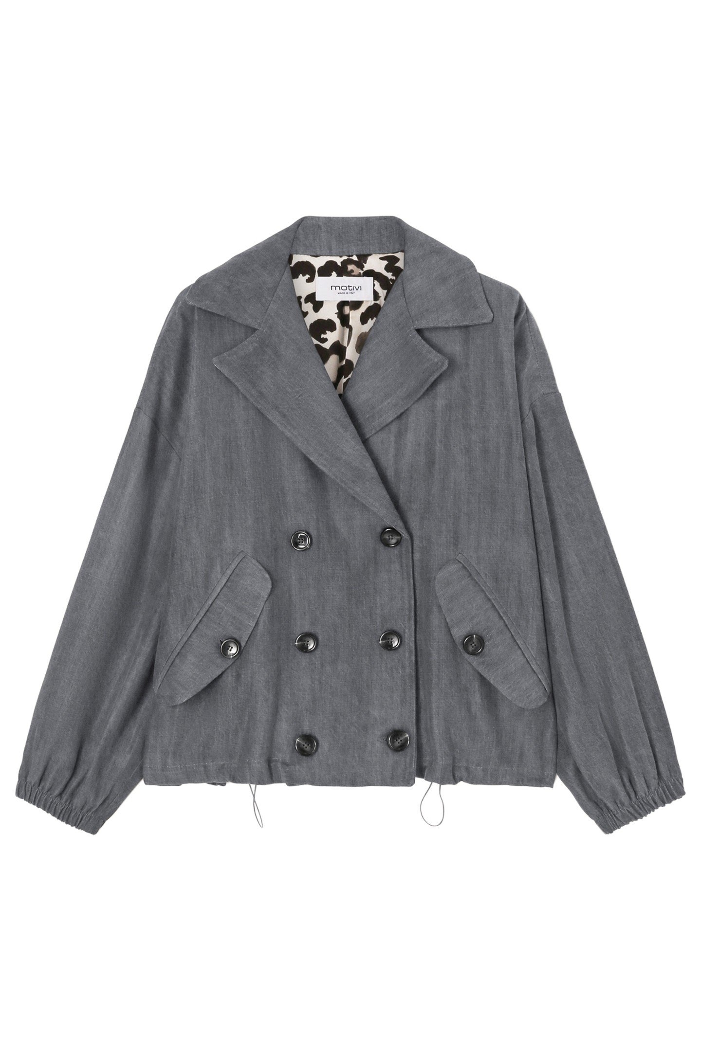 DOUBLE-BREASTED DENIM EFFECT BOMBER JACKET GREY 3