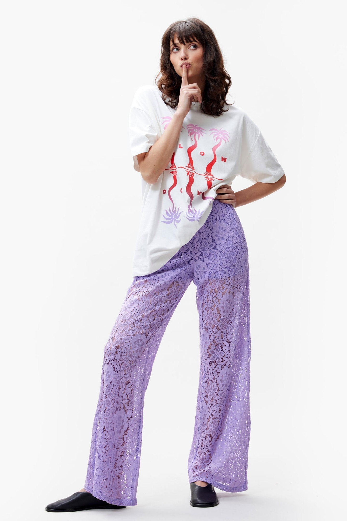 PULL ON LACE TROUSERS PURPLE SKY 1