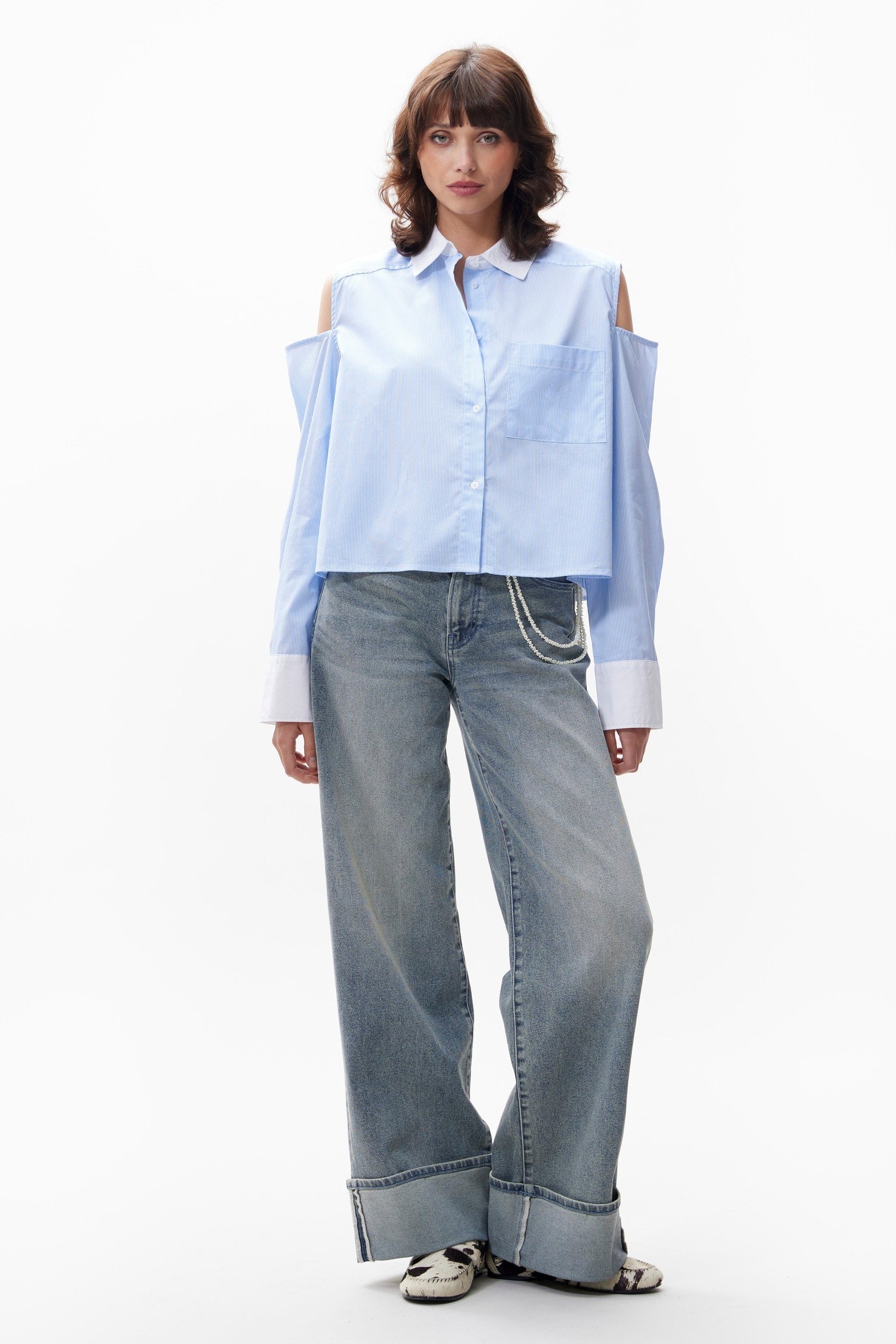 OPEN SHOULDER BLOUSE CORNFLOWER BLUE 1