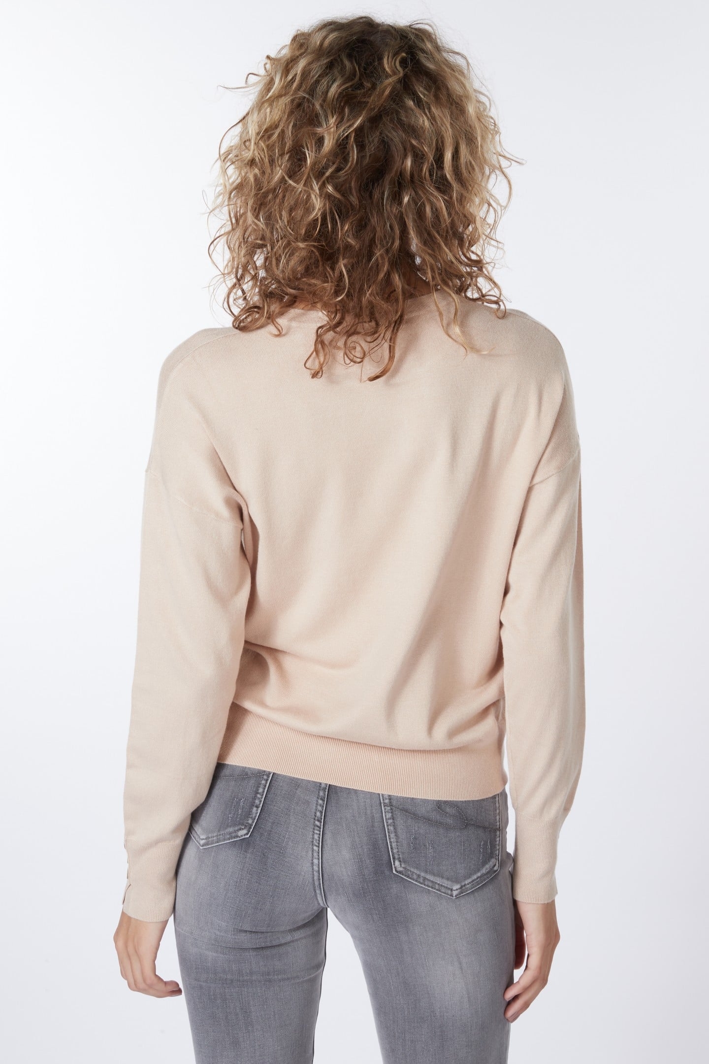 SWEATER BASIC BUTTON SLVE CUFF WARM SAND 2