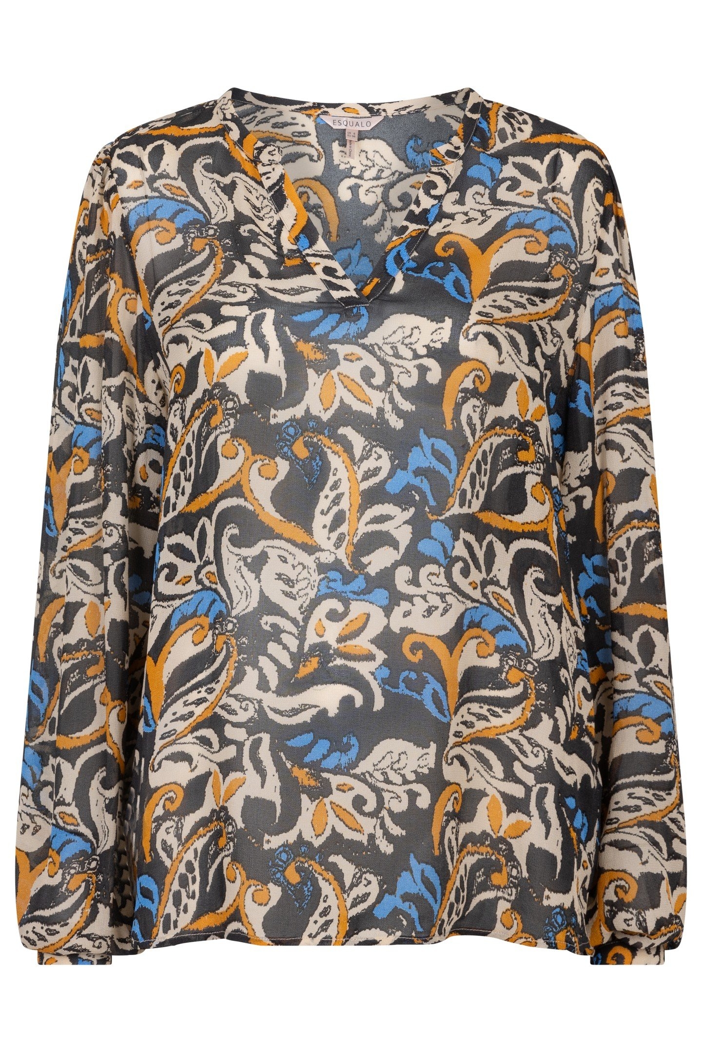 BLOUSE V-NECK ELEGANT LEAVES PRINT 5