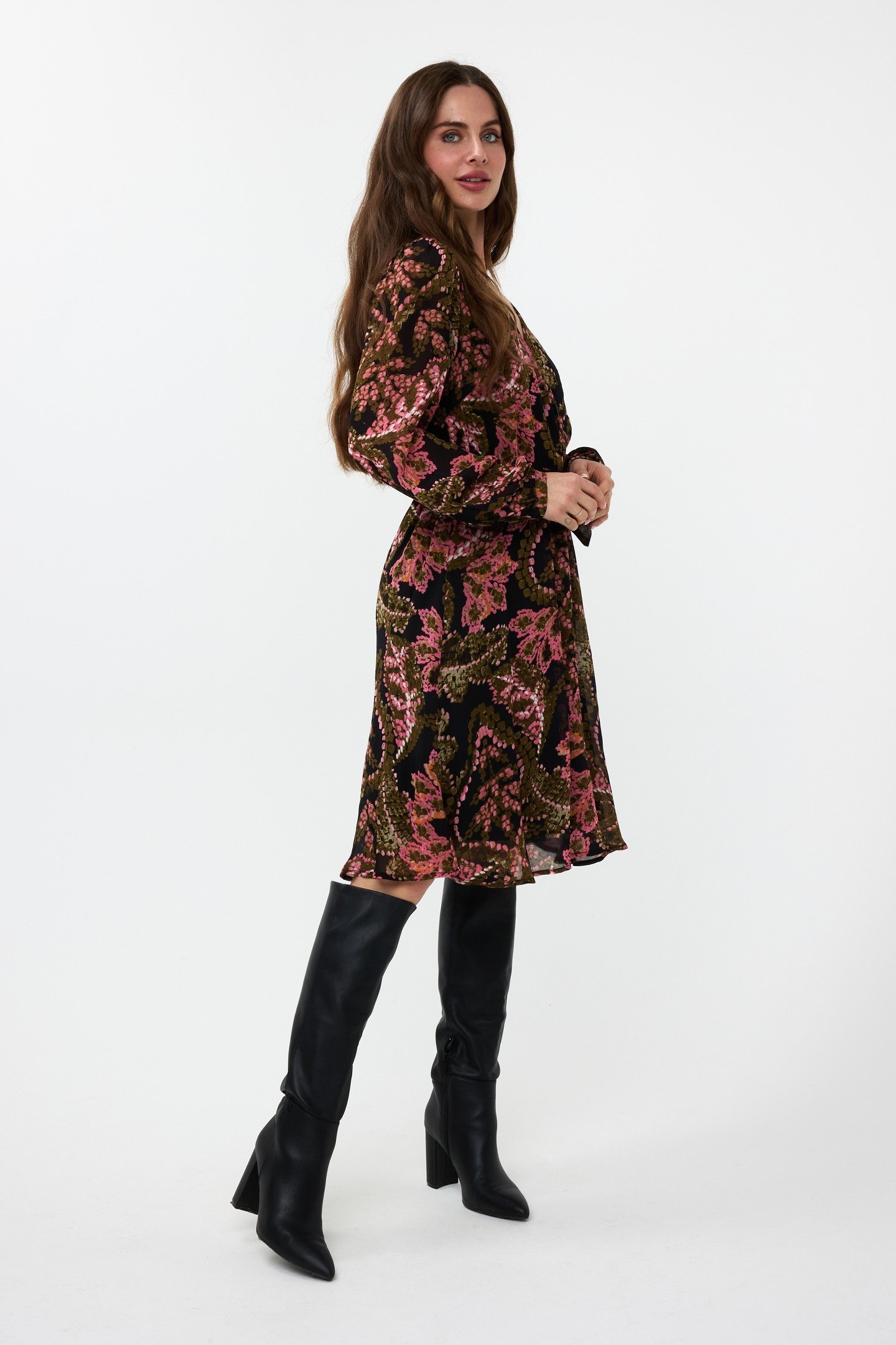 DRESS ELASTIC WAIST GLOBAL FLOWER PRINT 2