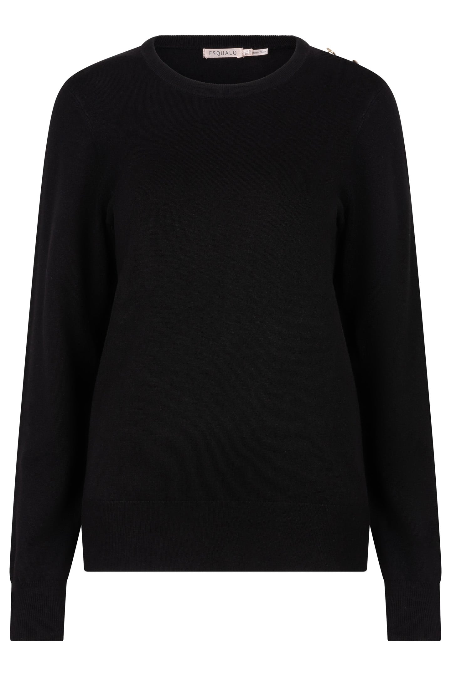 SWEATER GATHERING BUTTON DETAILS BASIC KNIT BLACK 4