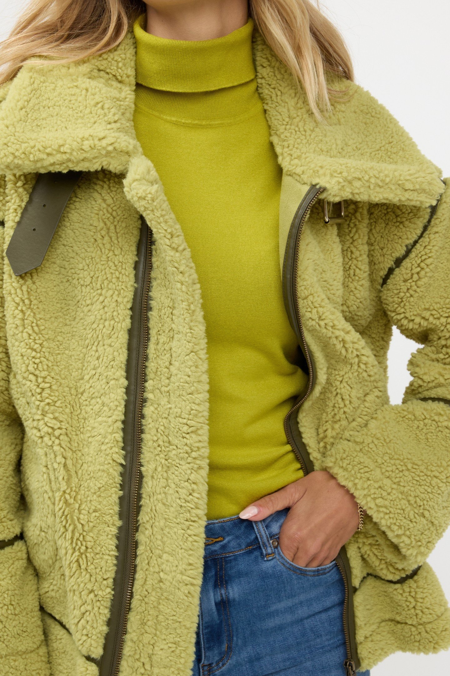 JACKET BONDED SUEDE FAKE FUR LEAF GREEN 8