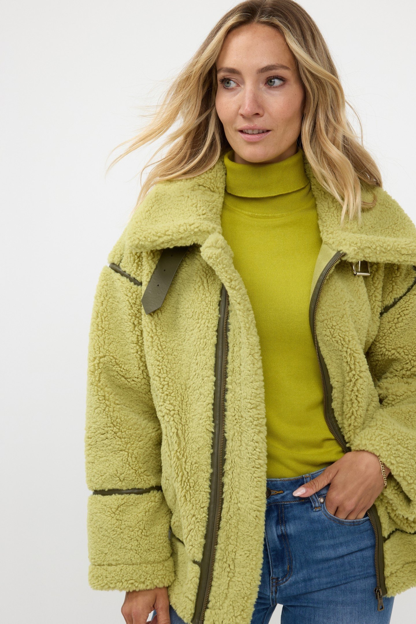 JACKET BONDED SUEDE FAKE FUR LEAF GREEN 2