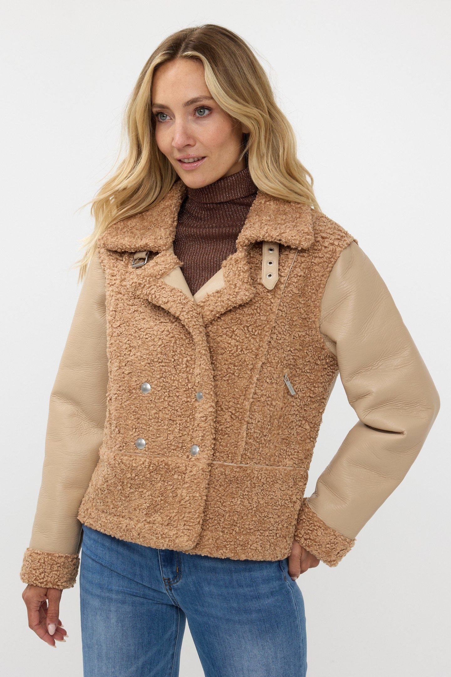 JACKET BONDED PU SLEEVES BRANDY 2