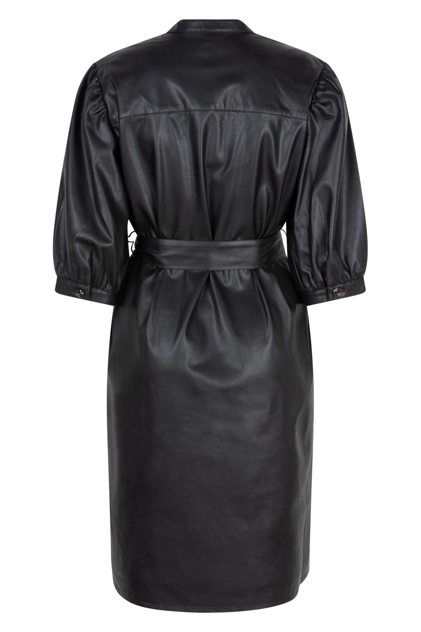 DRESS V/NECK VEGAN LEATHER BLACK 5