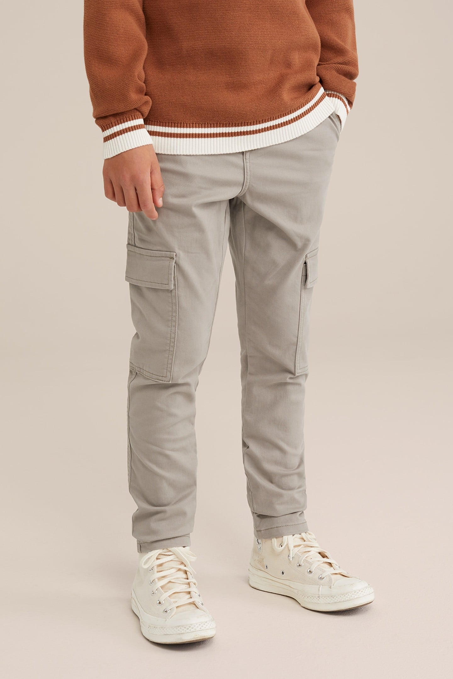 BOYS CARGO PANTS LIGHT GREY 1