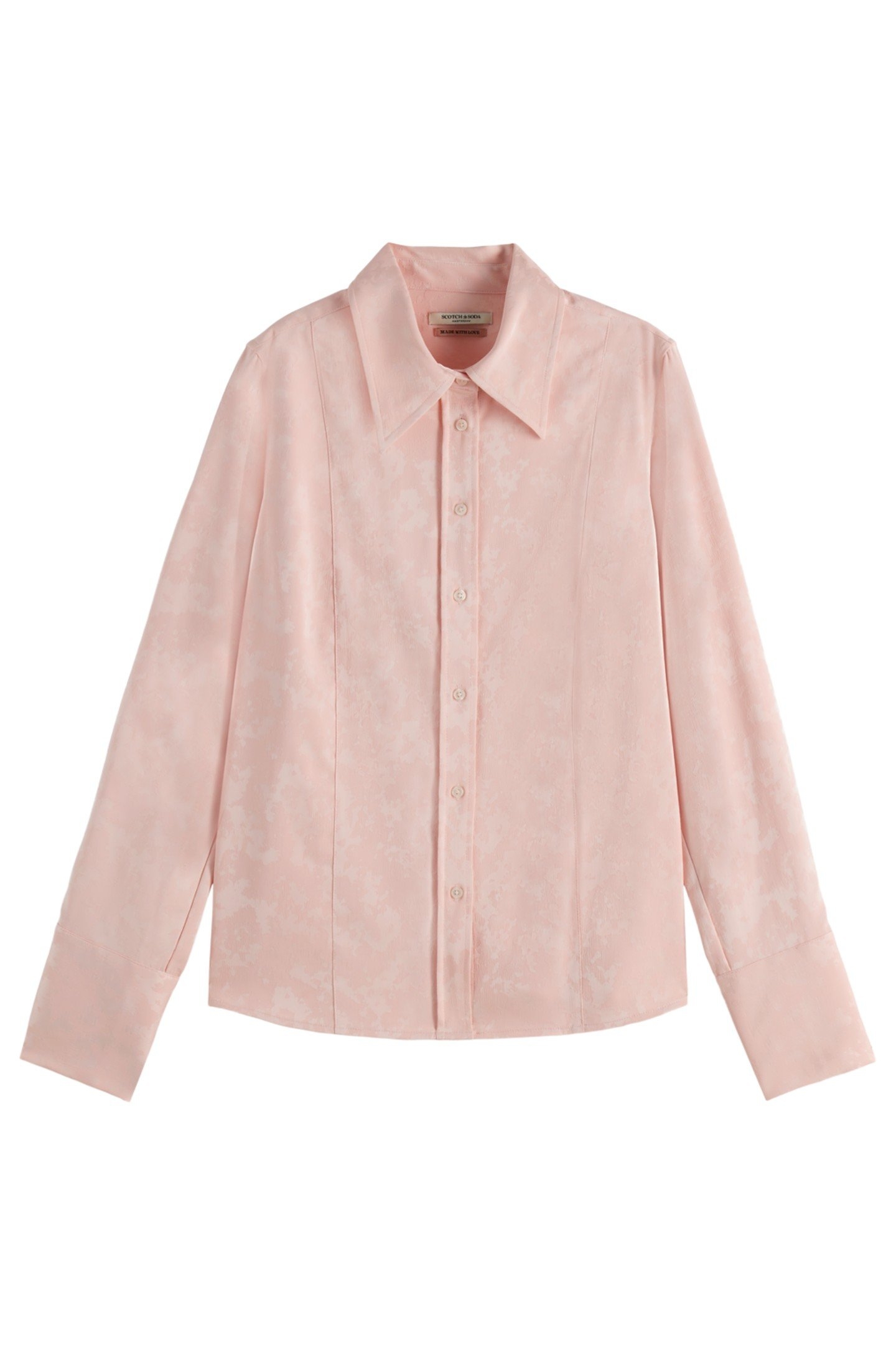SATIN JACQUARD SHIRT SHIRTING PINK 1