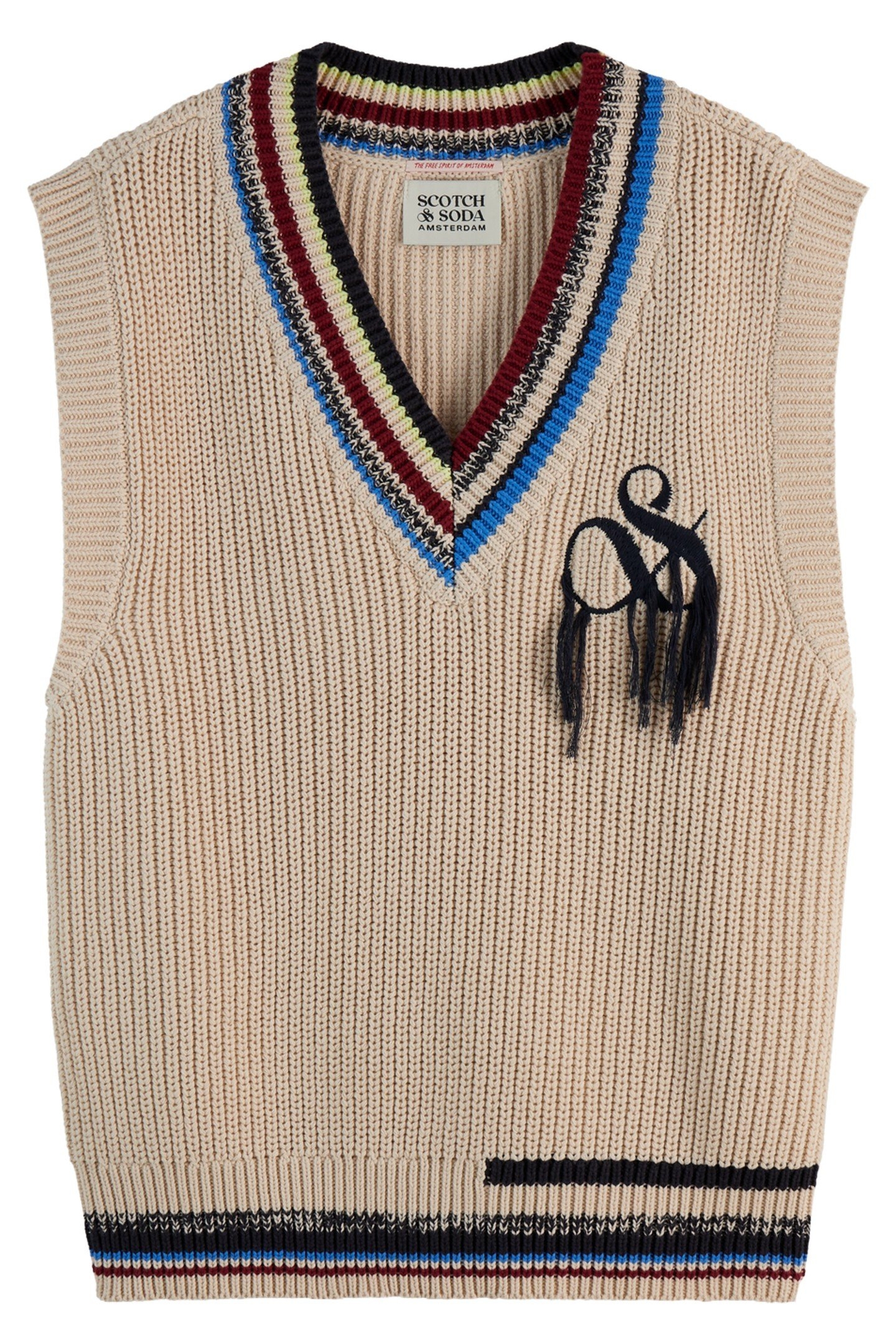 STRIPE TRIM KNITTED SPENCER LIGHT CALICO 2