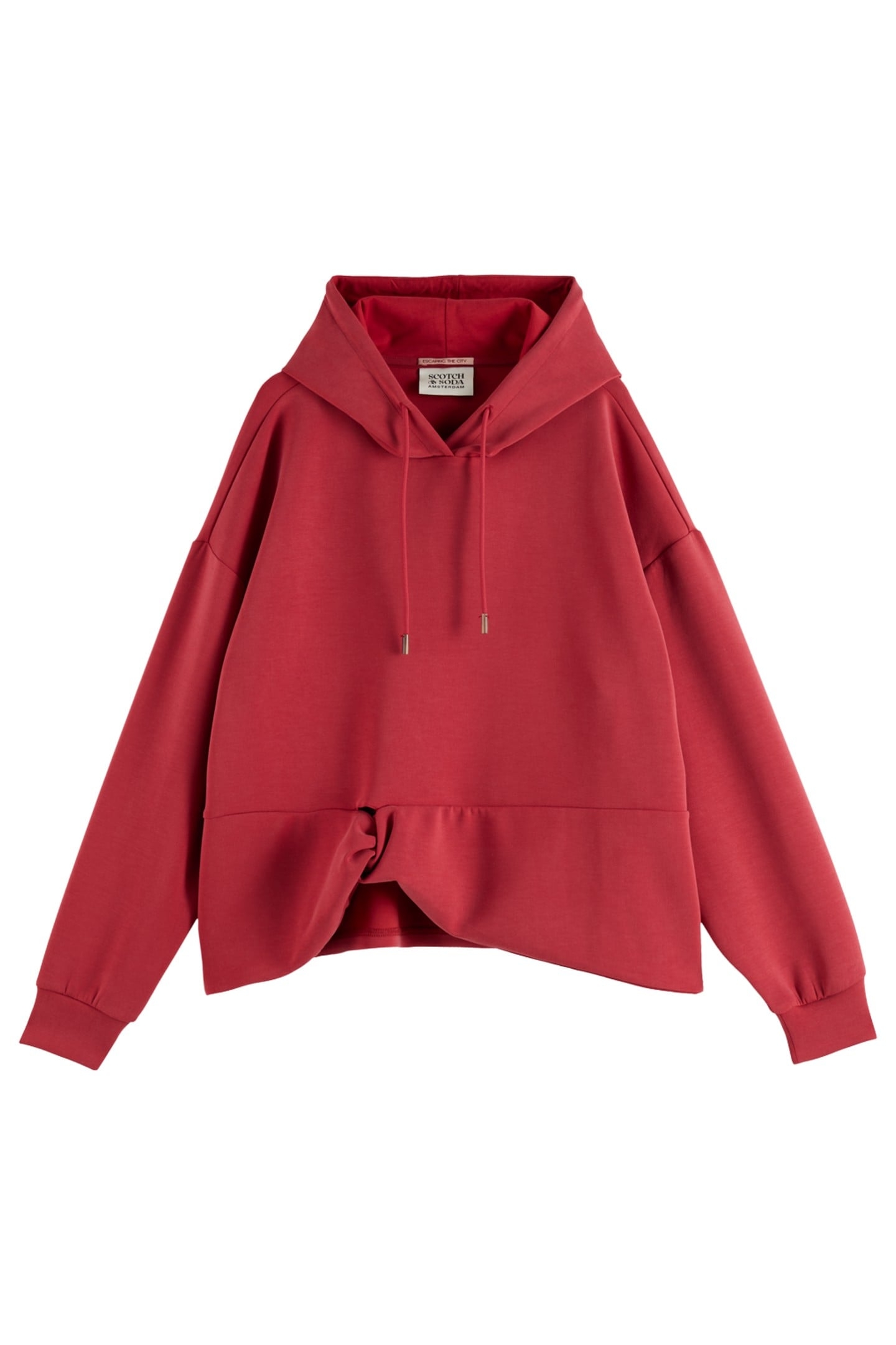 TENCEL HOODIE WITH TWISTED HEM ROADSIDE RED 5